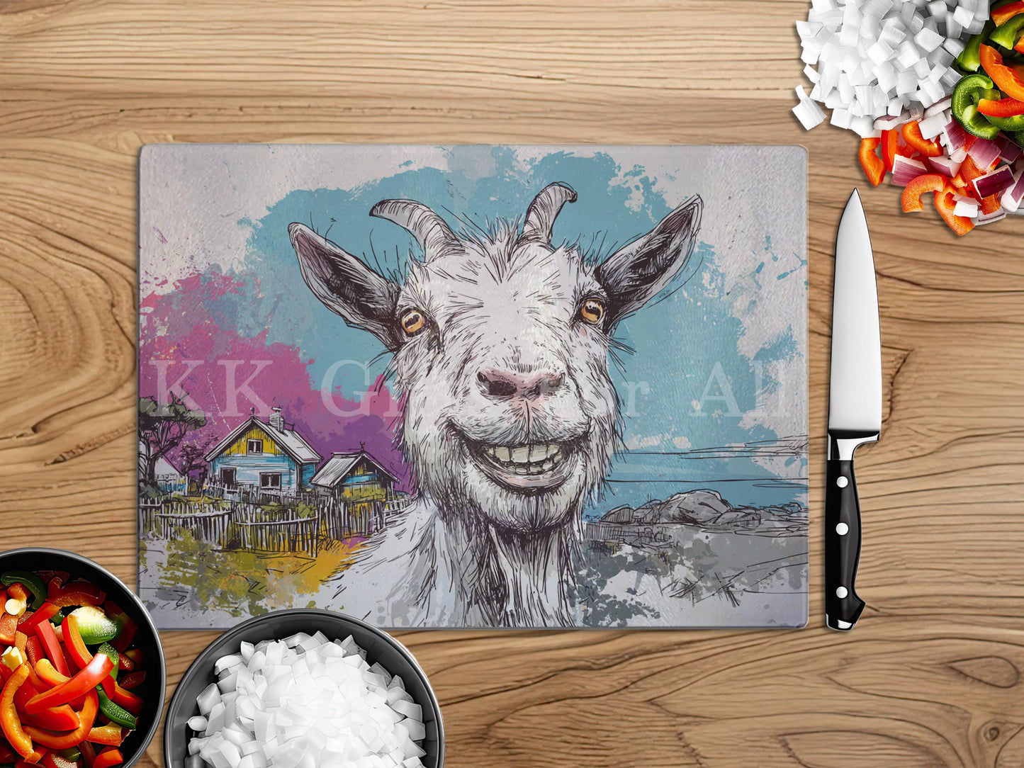 Goat Chopping Board, Glass Work Top Saver, Cutting Board, New Home Gifts, Farmhouse Kitchen Decor