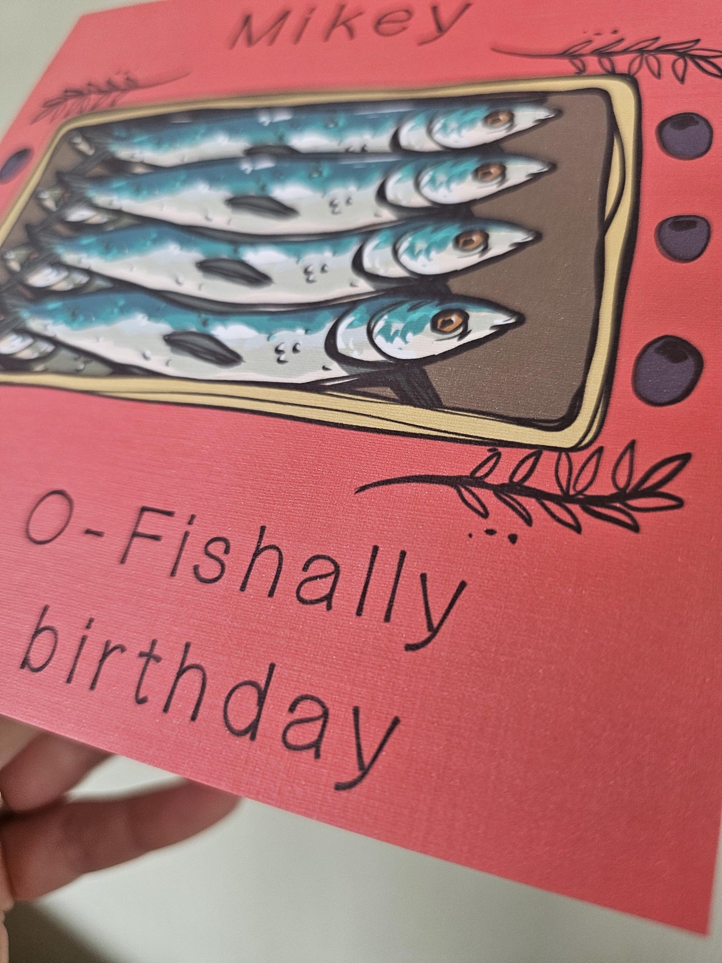 Personalized Sardine Birthday Card: O-Fishally Your Birthday