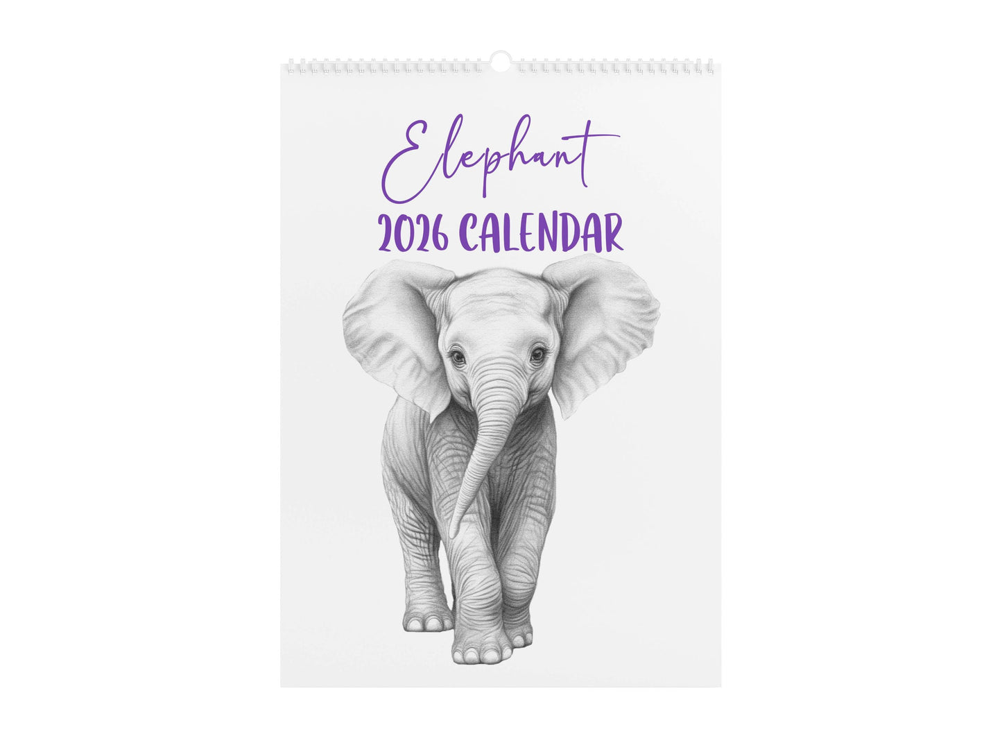 2026 Elephant Calendar, Portrait Wall Planner Calendar, Christmas Gift For Elephant Lovers