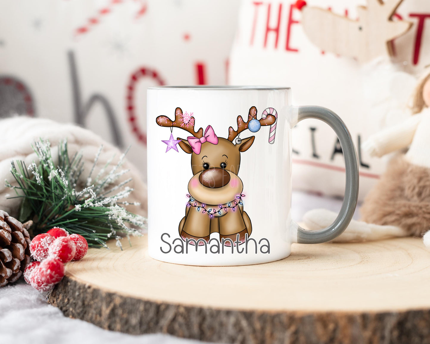 Christmas Reindeer Mug, Reindeer Mug For Girls, Christmas Eve Cocoa Mug