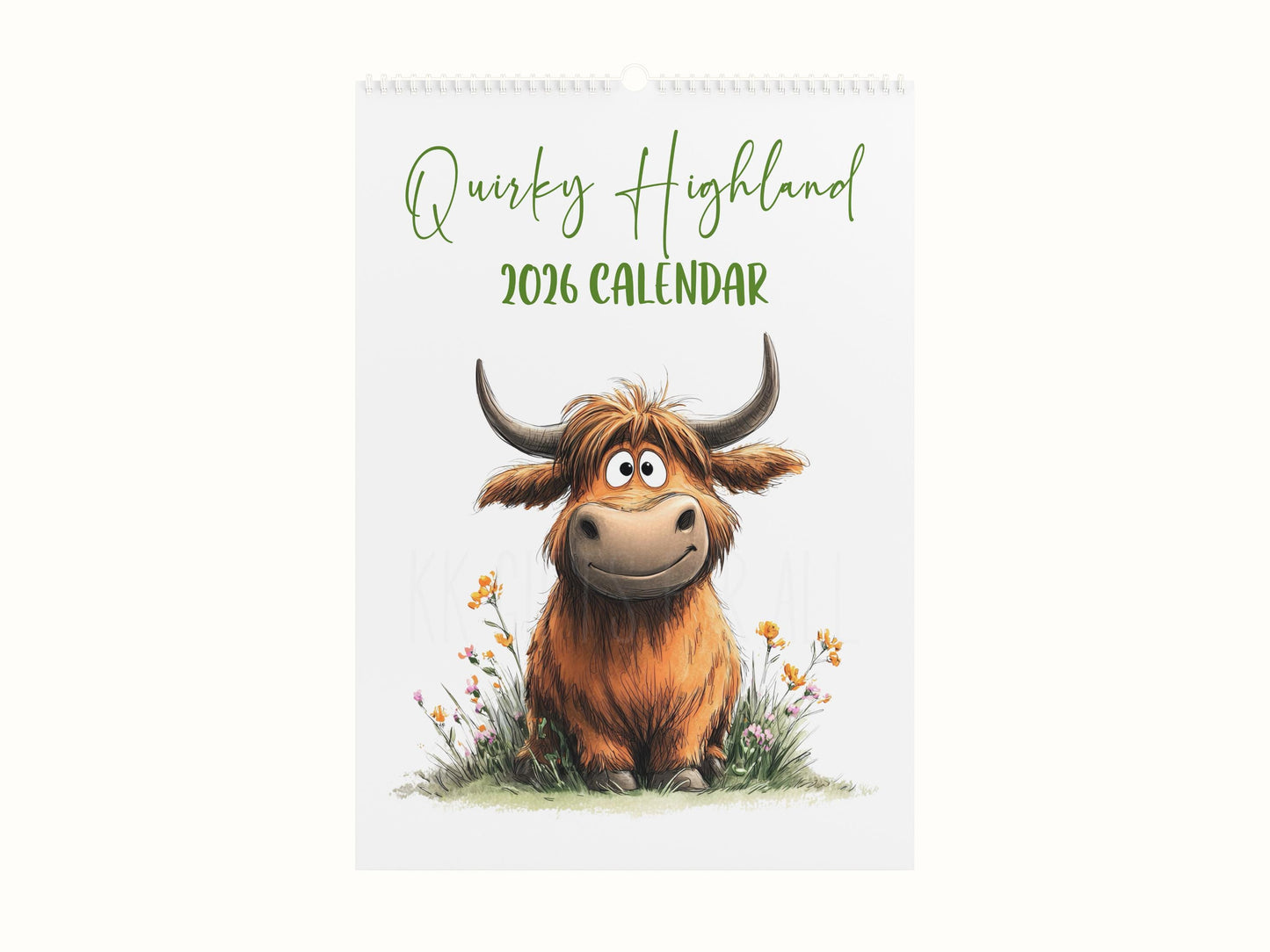 2026 Quirky Highland Cow Calendar, Funny Highland Cow Wall Calendar, Farm Animal A4 Monthly Planner