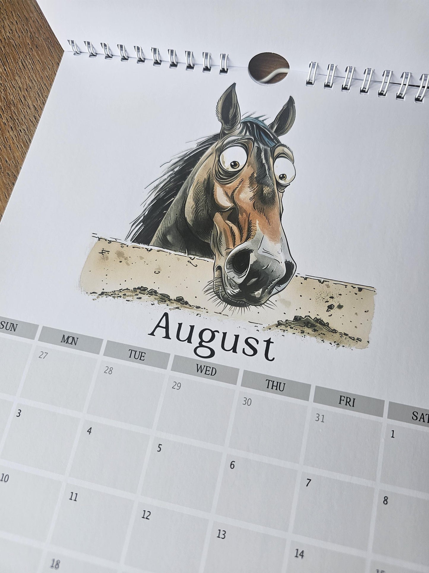 Funny Peeking Horse 2026 Wall Calendar, Whimsical Home & Office Decor, A4 Monthly Planner