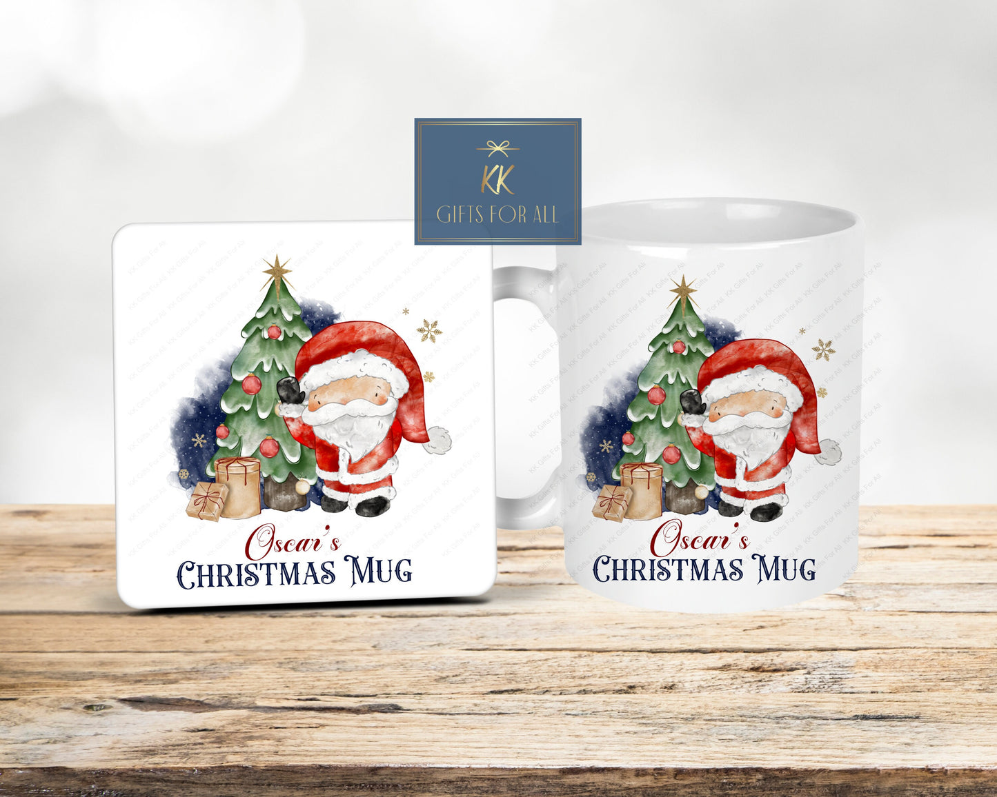 Personalised Christmas Hot Chocolate Mug & Coaster, Santa Hot Chocolate, Christmas Cocoa Mug, Family Movie Mugs