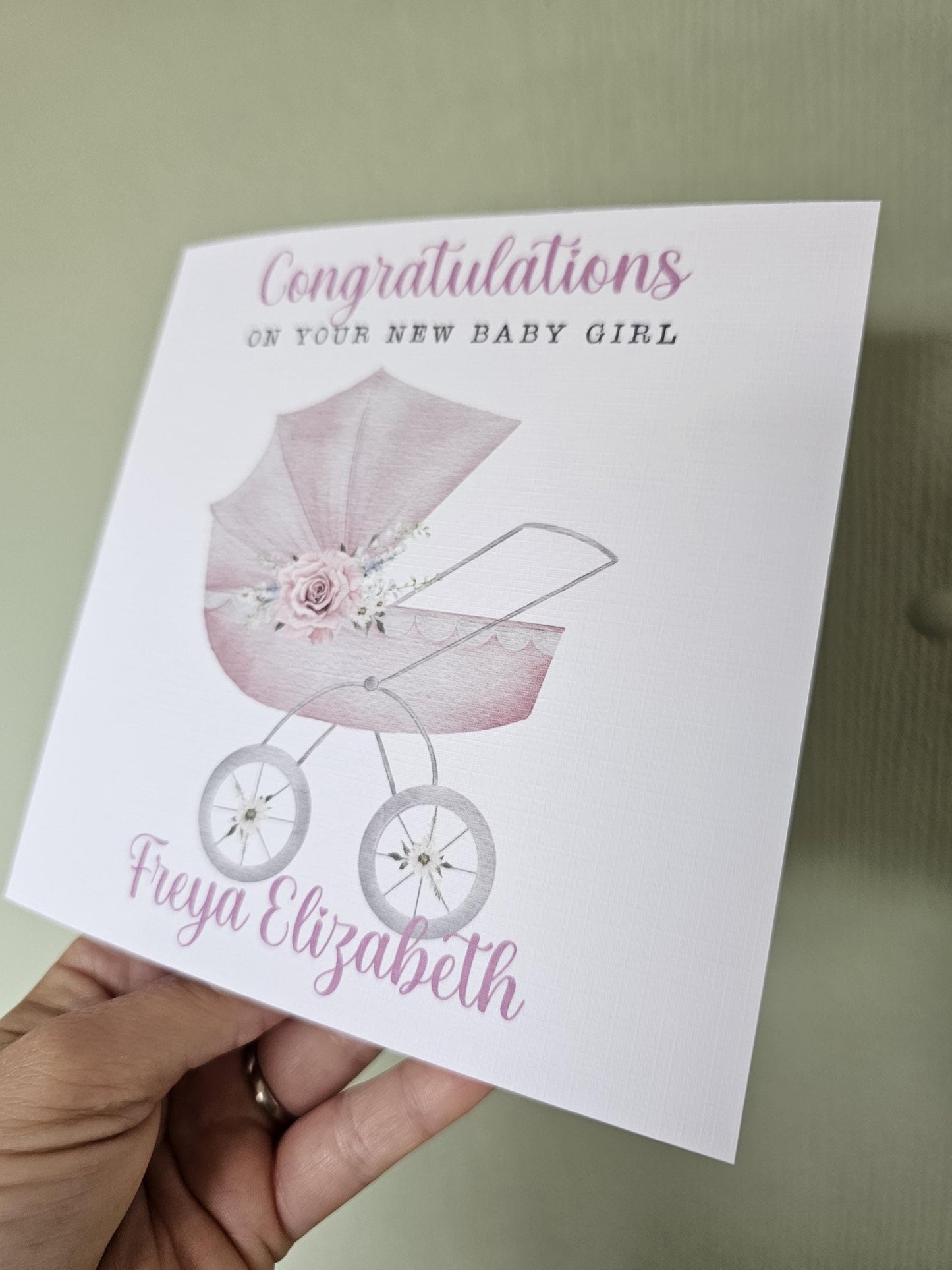 Personalised Baby Girl Card, New Baby Girl Card, Congratulations Baby Girl