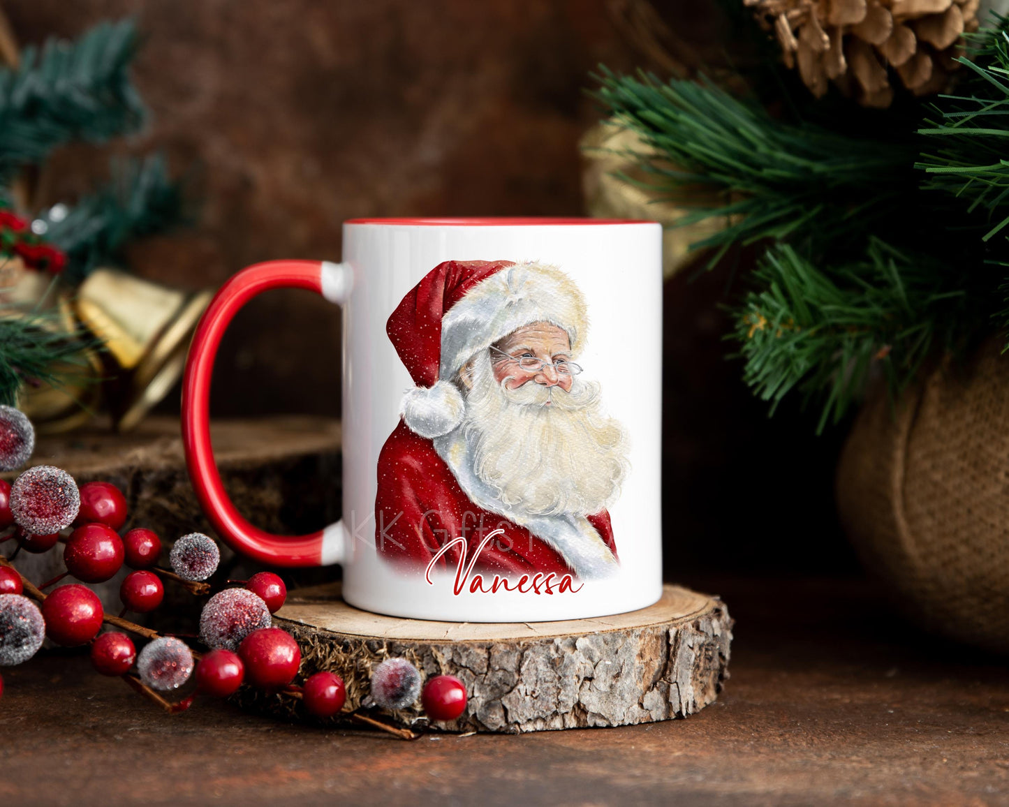 Personalised Santa 11oz Mug, Red Father Christmas Mug, Christmas Cocoa Cup, Christmas Movie Mug