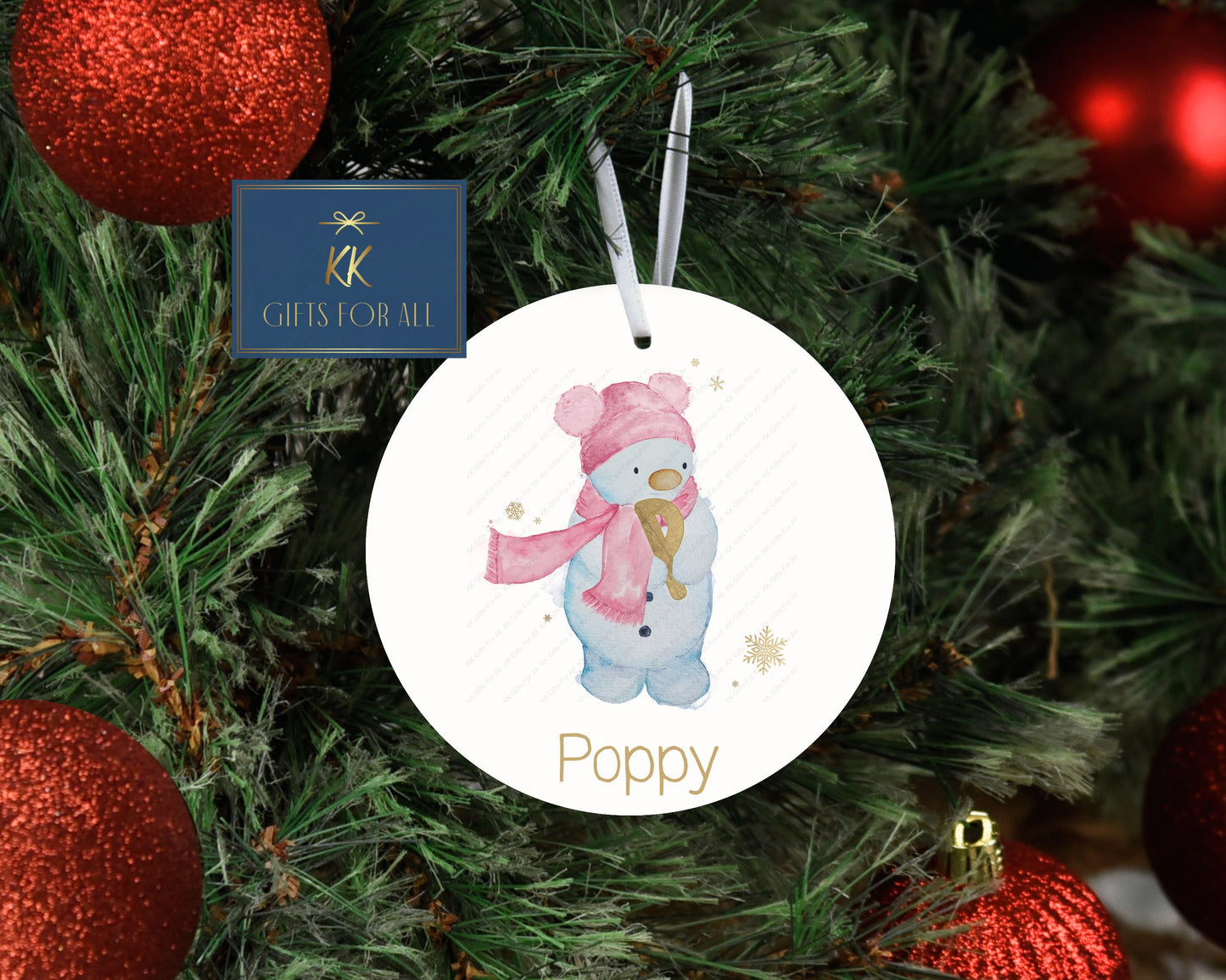 Personalised Christmas Tree Decoration, Christmas Hanging Ornament, Metal Tree Decoration, Snowman Christmas Decoration