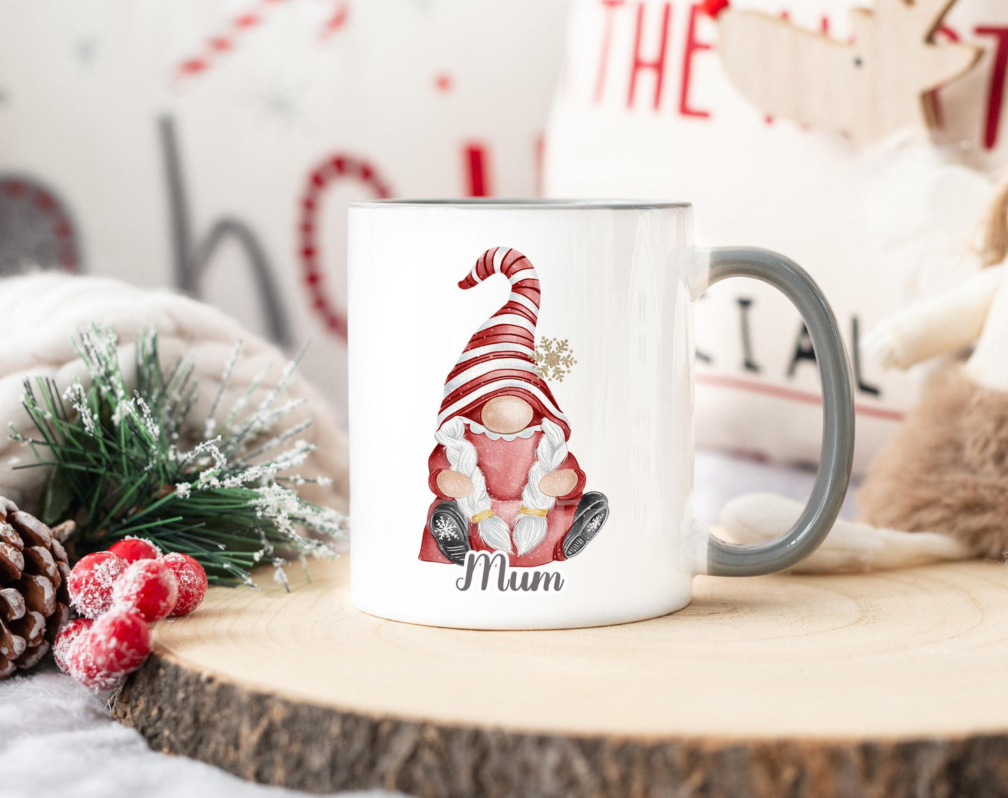 Christmas Cocoa Mug, Personalised Gonk Cup, Christmas Gnome Mug