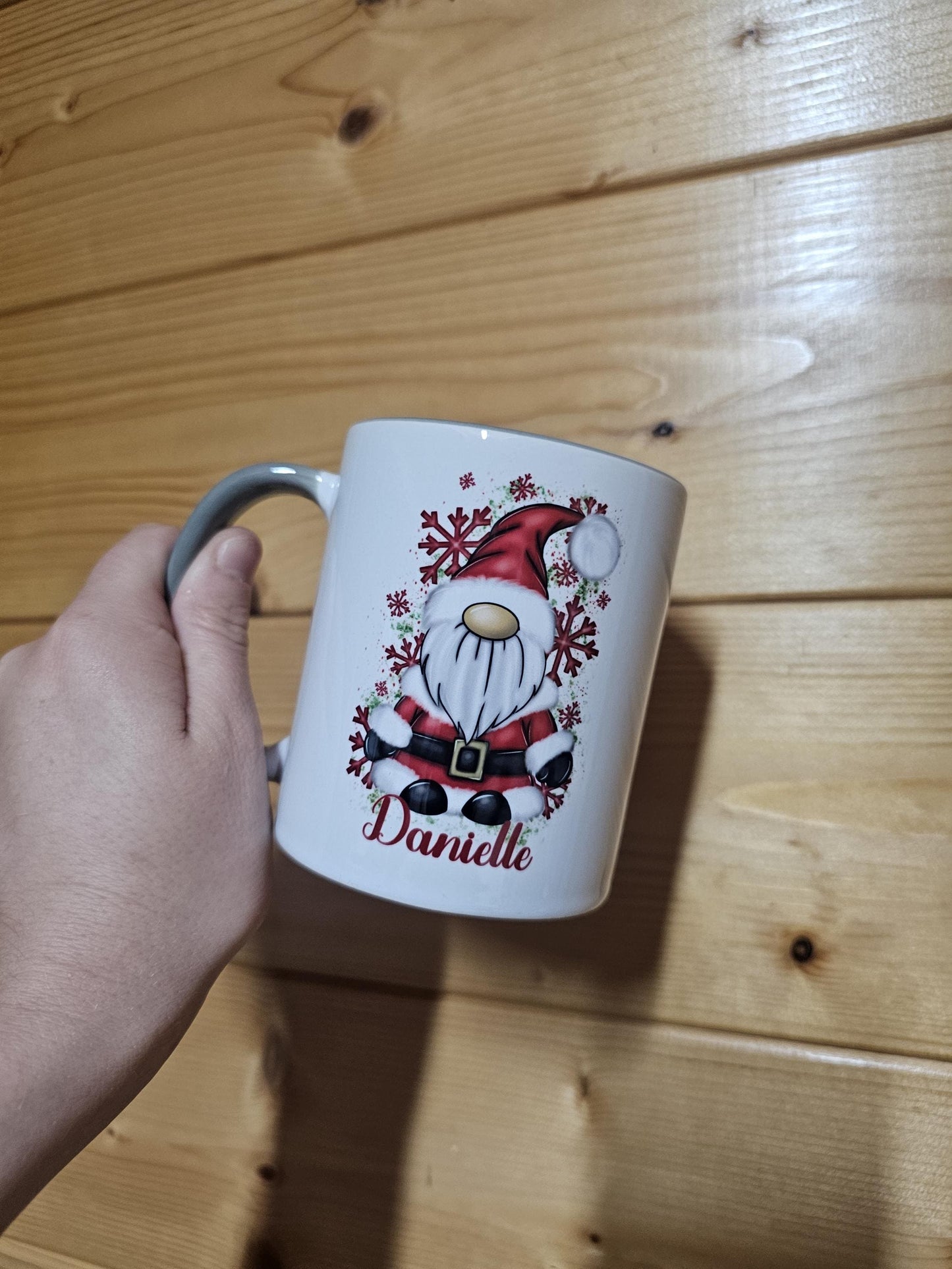 Personalised Santa Grey Mug, Christmas Cocoa Mug, Xmas Movie Mug