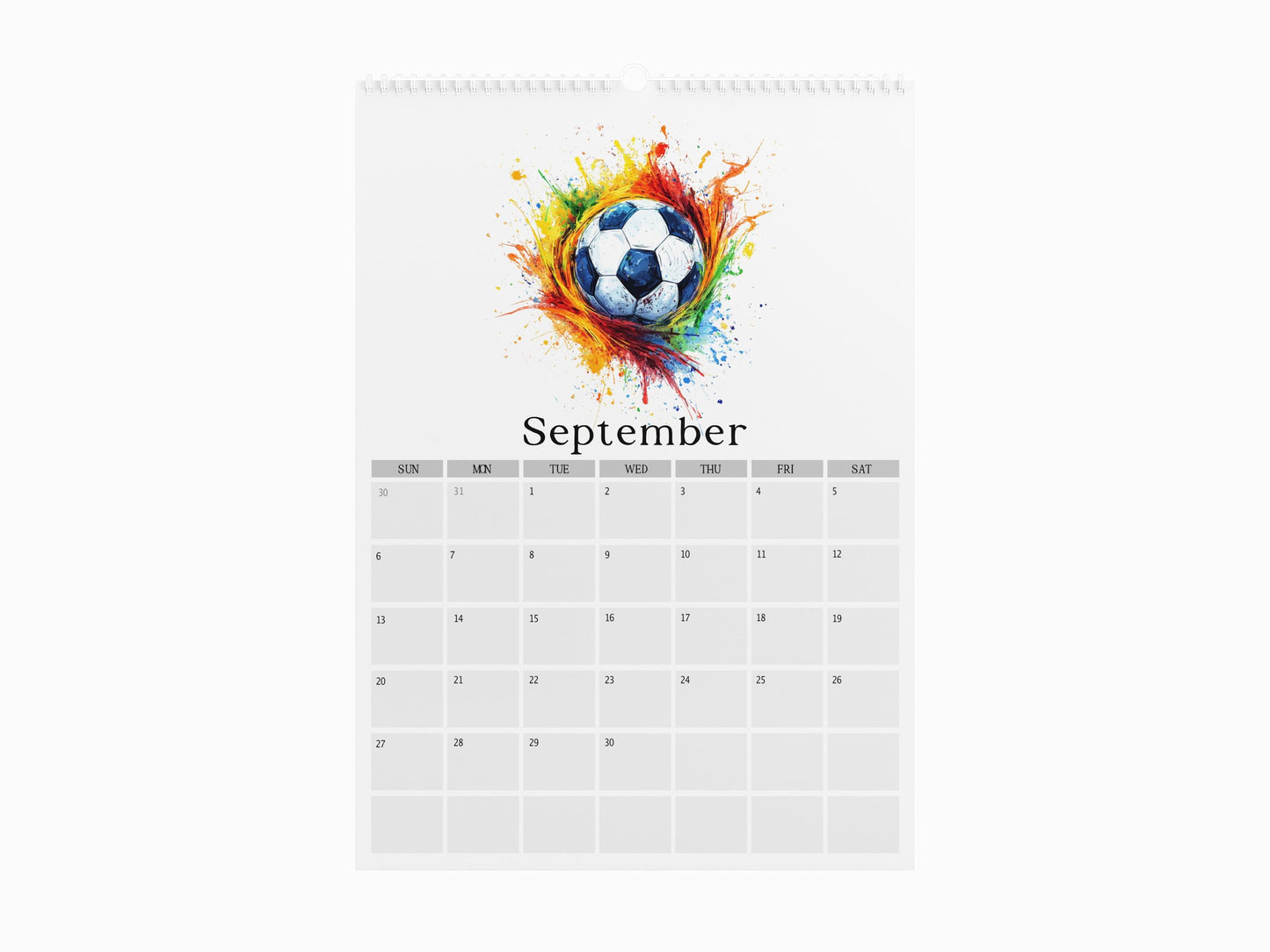 2026 Football Calendar, Football Wall Calendar, Footie Lover Gift, A4 Monthly Planner
