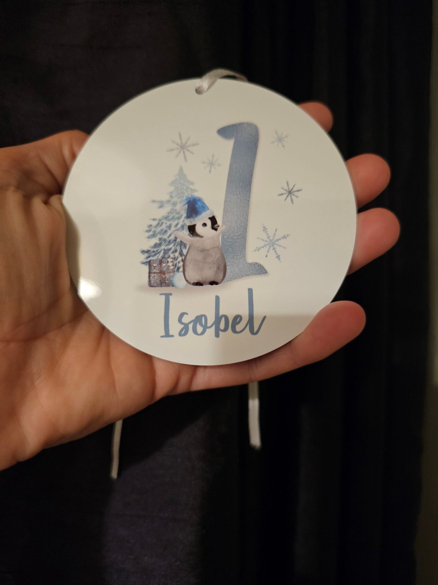 Personalised Christmas Tree Decoration, Metal Penguin Christmas Hanging Ornament, First Christmas Gift