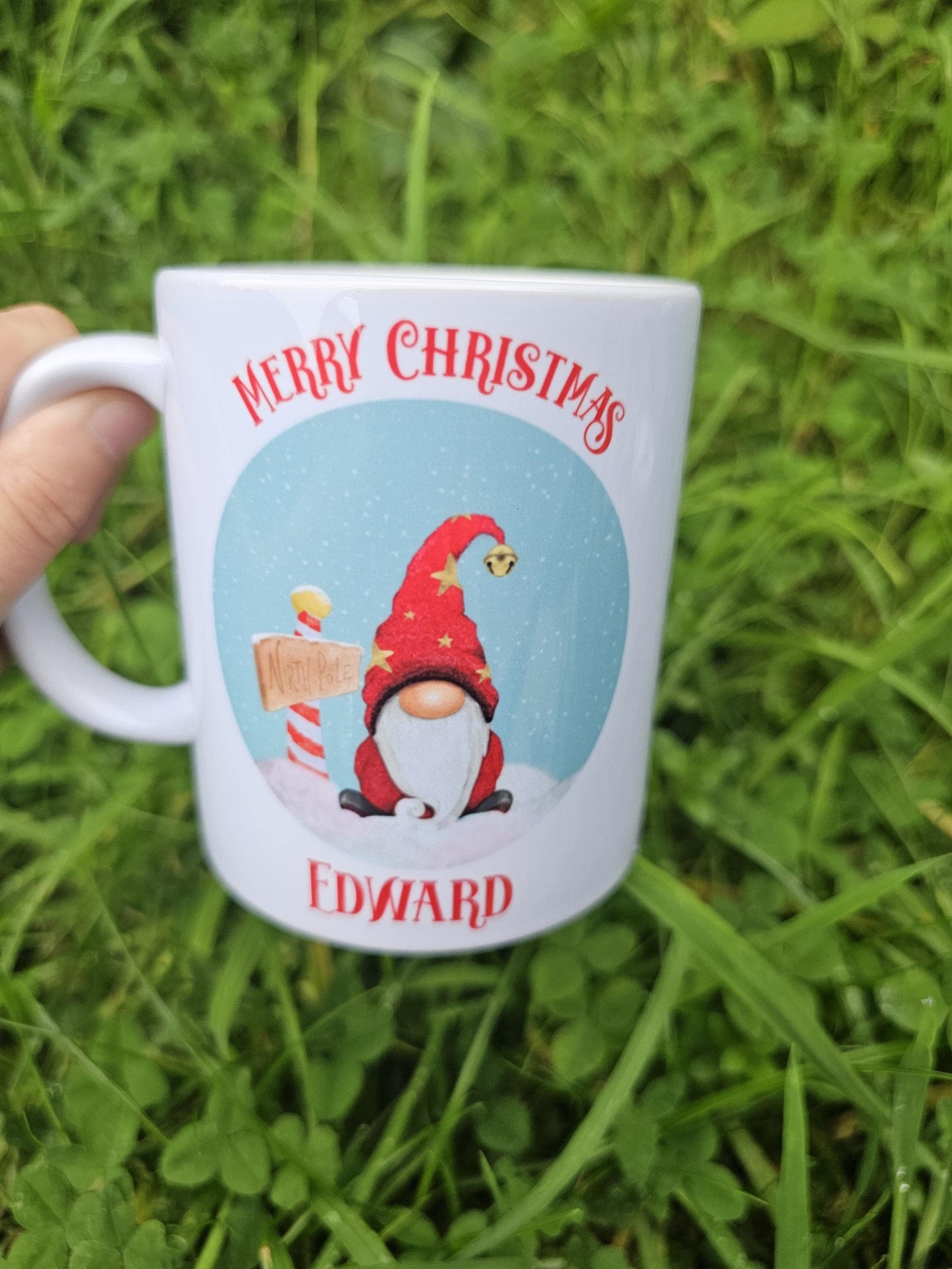 Personalised Red Gonk Mug & Coaster, Red Male Gnome Mug, Christmas Hot Chocolate Cocoa Mug, Red Xmas Gonk