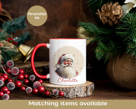 Personalised Santa Christmas Mug, Red Father Christmas Mug, Christmas Cocoa Cup, Christmas Movie Mug