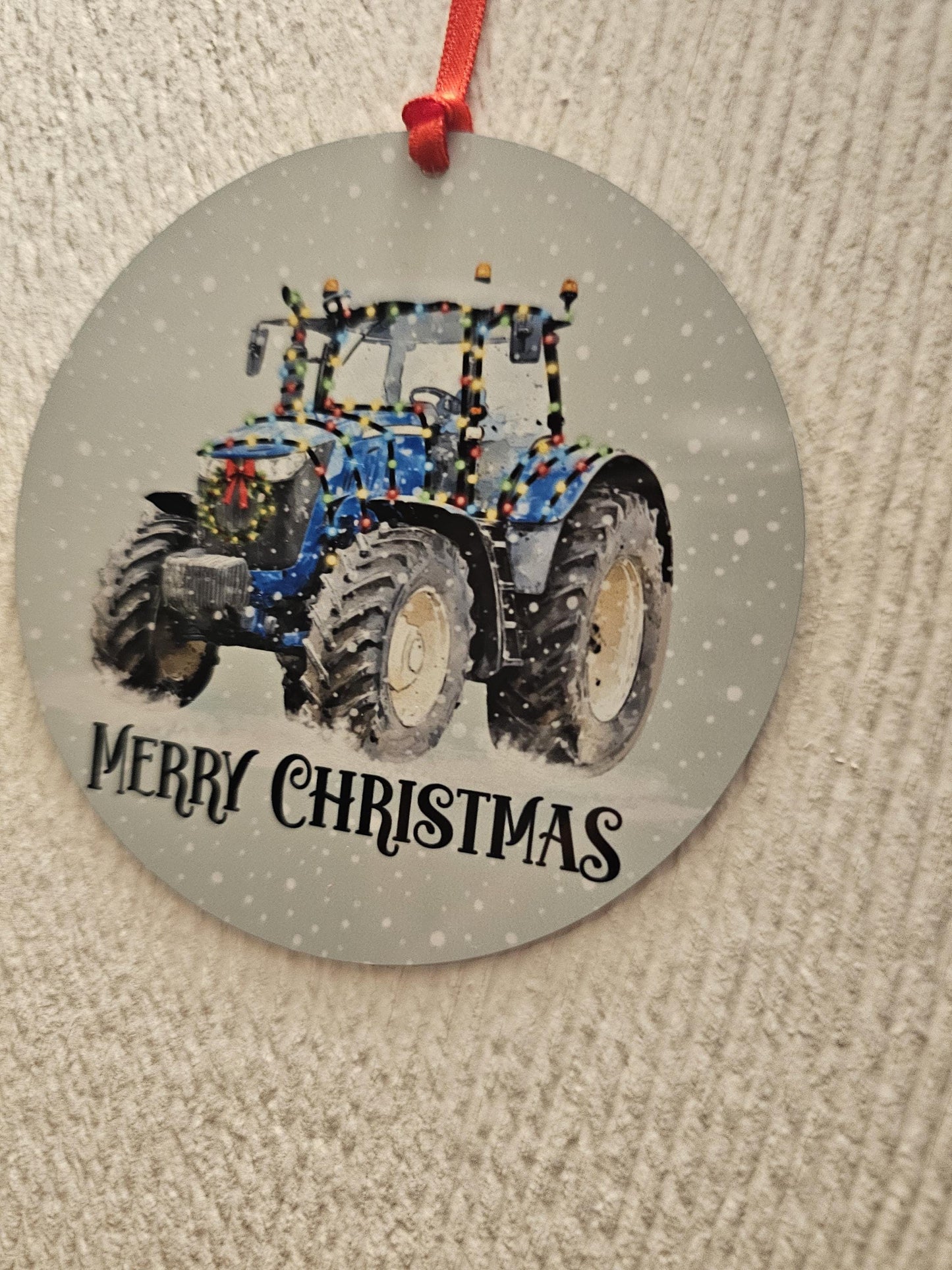 Personalised Christmas Tractor Decoration, Tractor Christmas Hanging Ornament