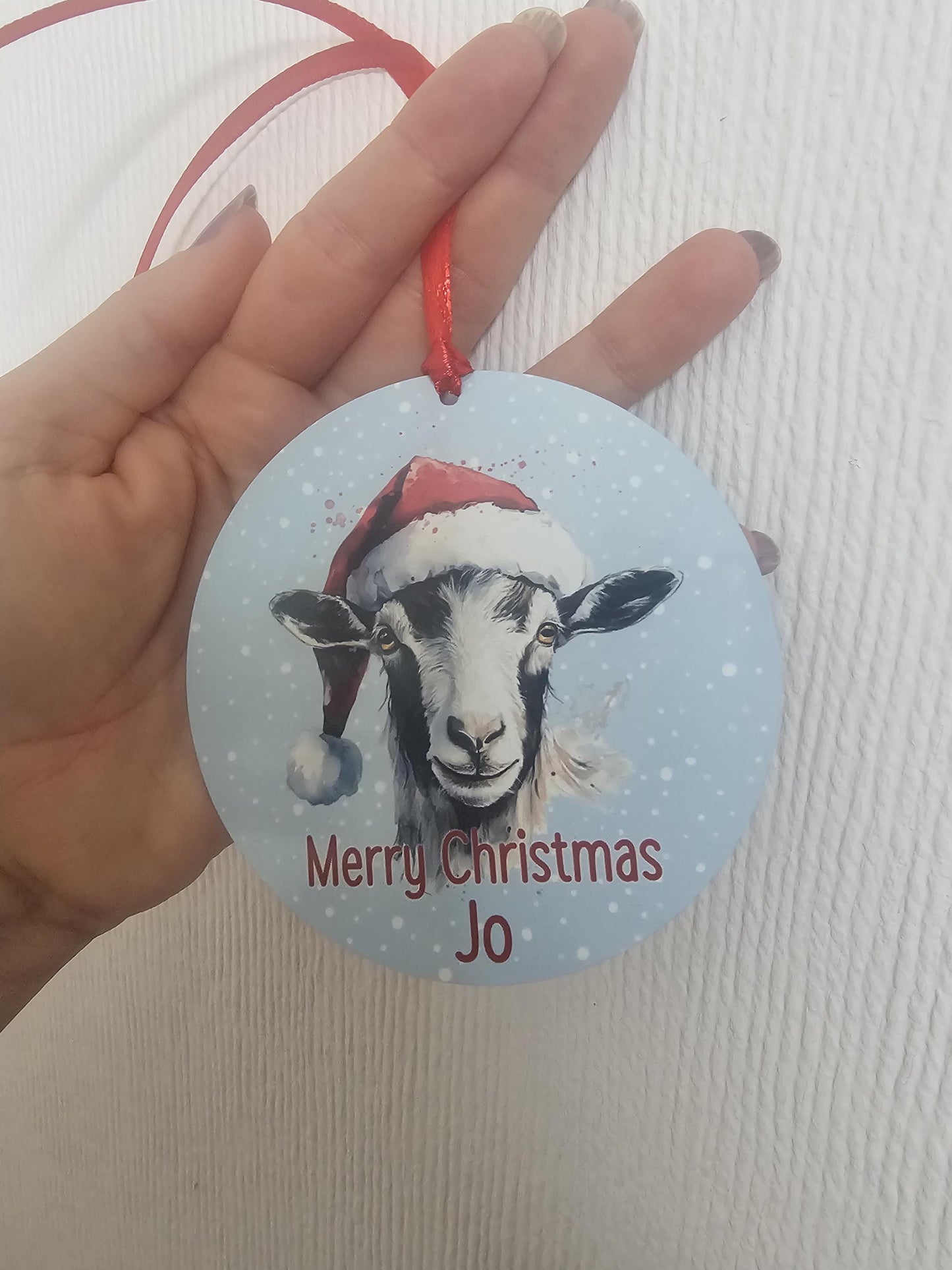 Personalised Goat Christmas Tree Decoration, Goat Christmas Hanging Ornament