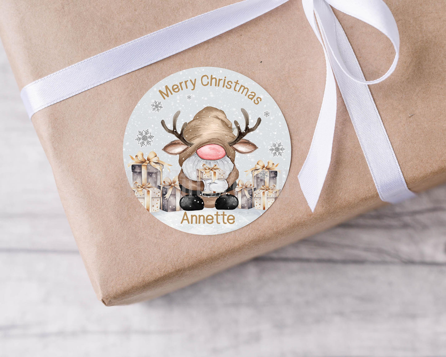Personalised Gonk Christmas Stickers, 24 Christmas Gift Tag Stickers, Christmas Present Stickers, Christmas Gnome Stickers