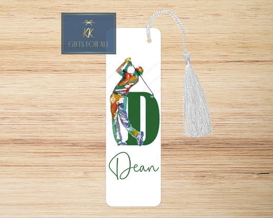Personalised Golfer Bookmark, Personalised Bookmark, Male Letterbox Gifts, Gift For Dad, Golf Lover Gift, Golf Book Marker, Watercolour Golf