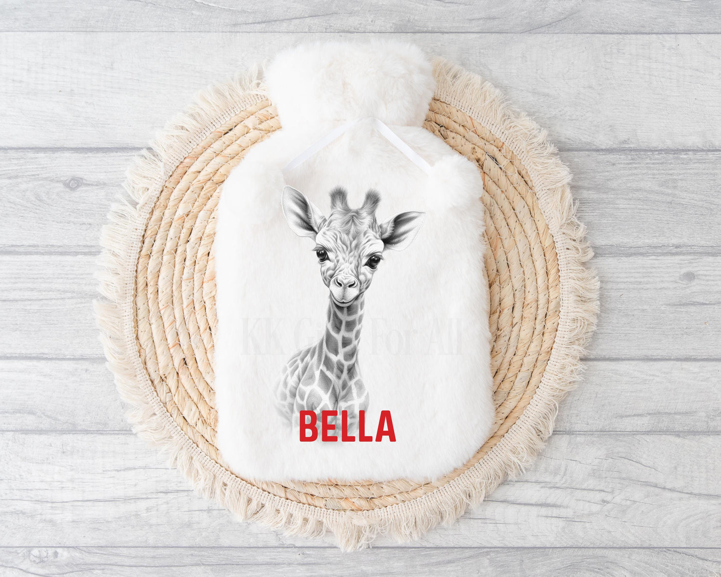 Giraffe Hot Water Bottle, Personalised Giraffe Gift, Sketchy Giraffe