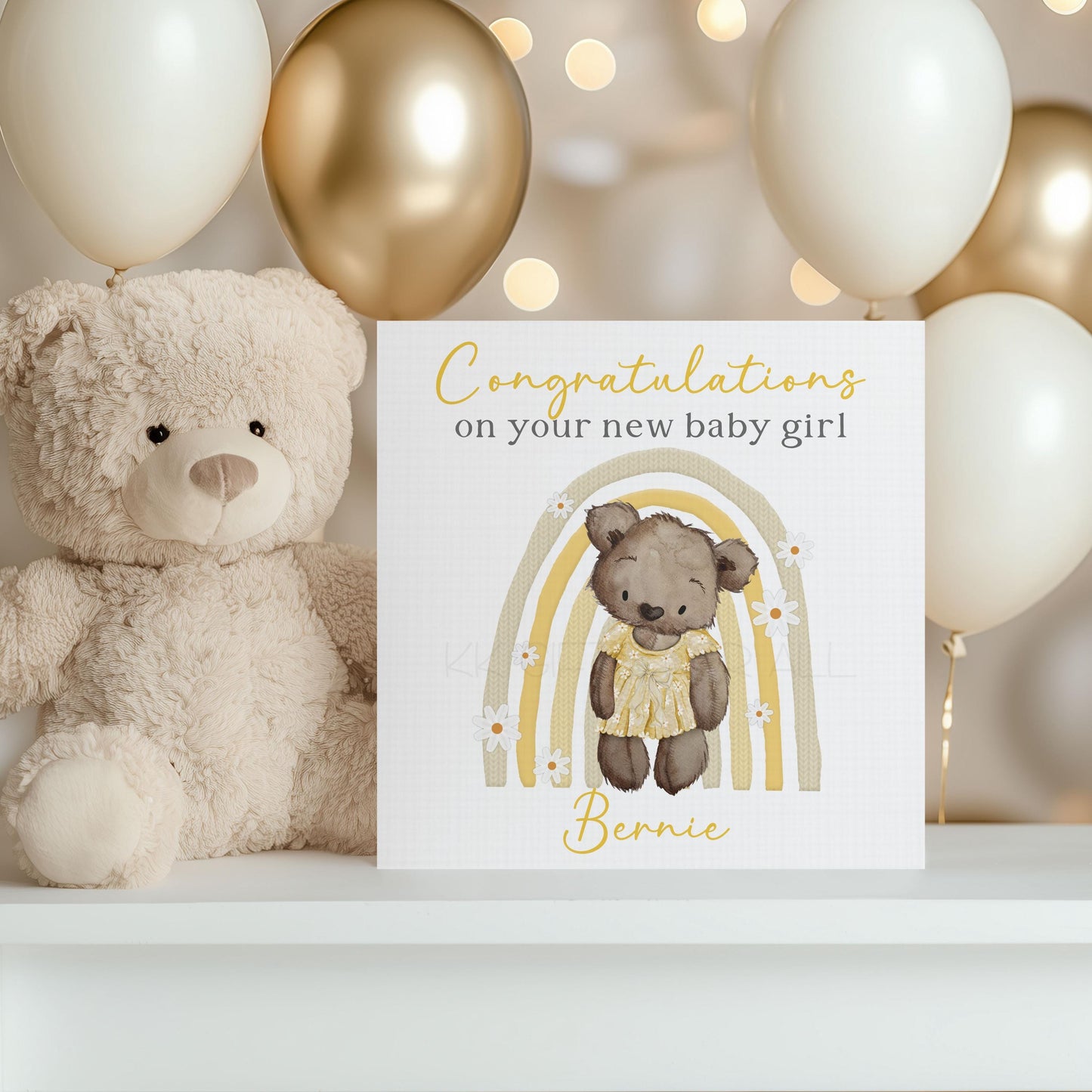Personalised Baby Girl Card, New Baby Girl Card, Congratulations Baby Girl