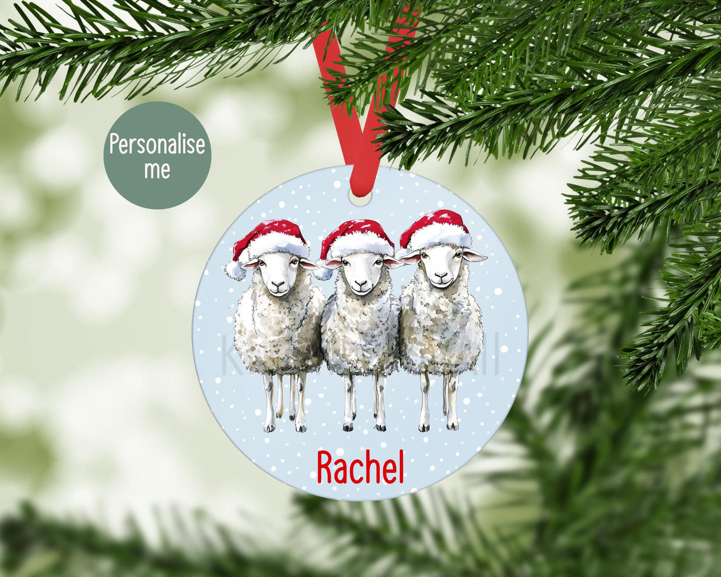 Personalised Sheep Christmas Tree Decoration, Trio Of Sheep Christmas Hanging Ornament