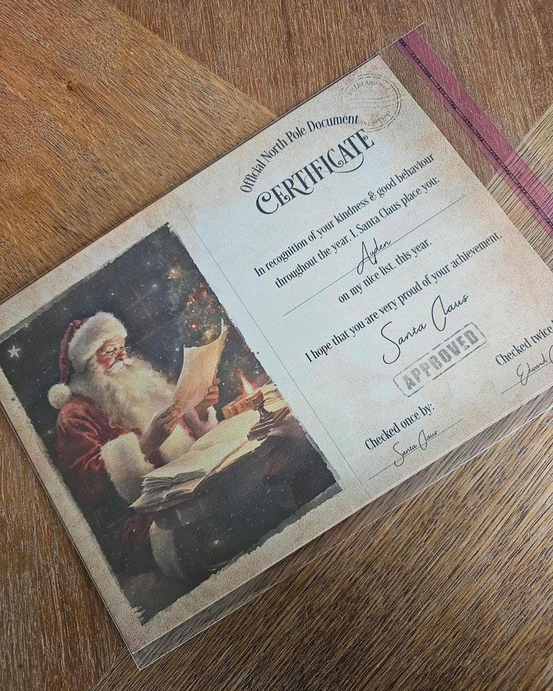 Personalised Santa Letter & Nice List Certificate: Vintage Style Christmas Keepsake
