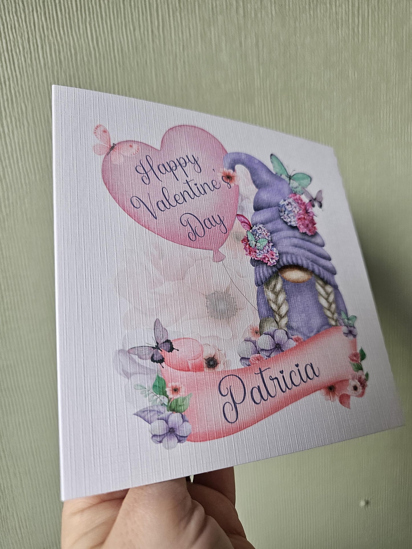 Gonk Valentine's Day Card, Valentine's Card For Gonk Lover, Gnome Card For Wife Or Girlfriend, Purple Gonk Personalised Valentines Card