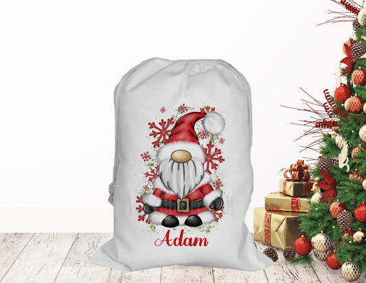Personalised Father Christmas Gonk Santa Sack, Large Christmas Sack, Christmas Present Bag