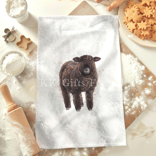 Coloured Ryeland Tea Towel, Farmhouse Kitchen Towel Decor, Personalised Kitchen Cloth