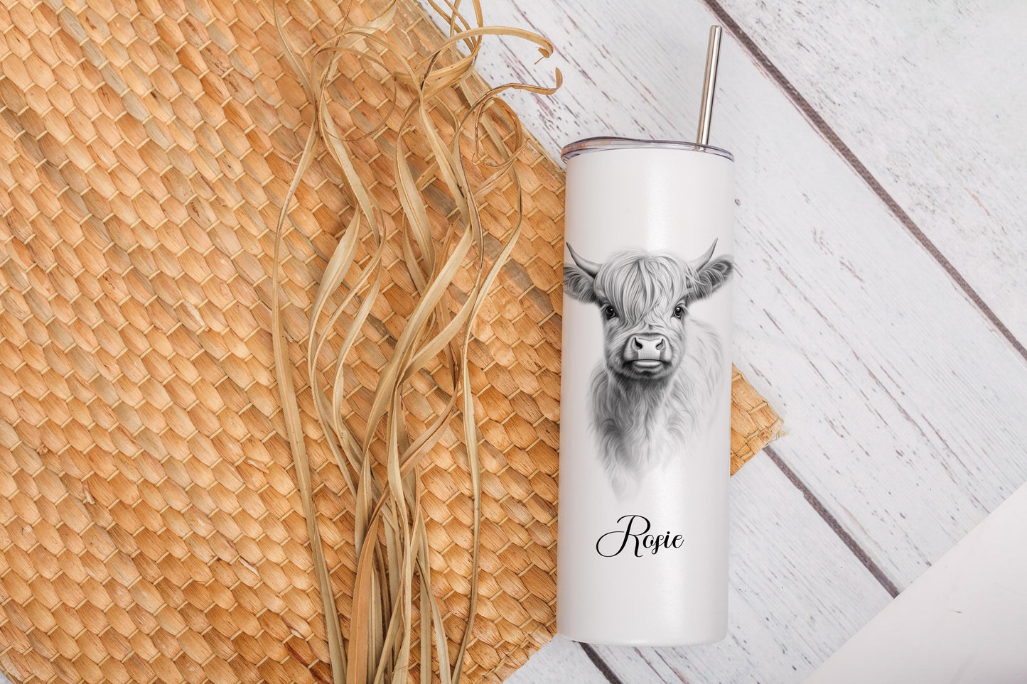 Highland Cow Tumbler: Personalised 20oz Hot/Cold Drink Tumbler