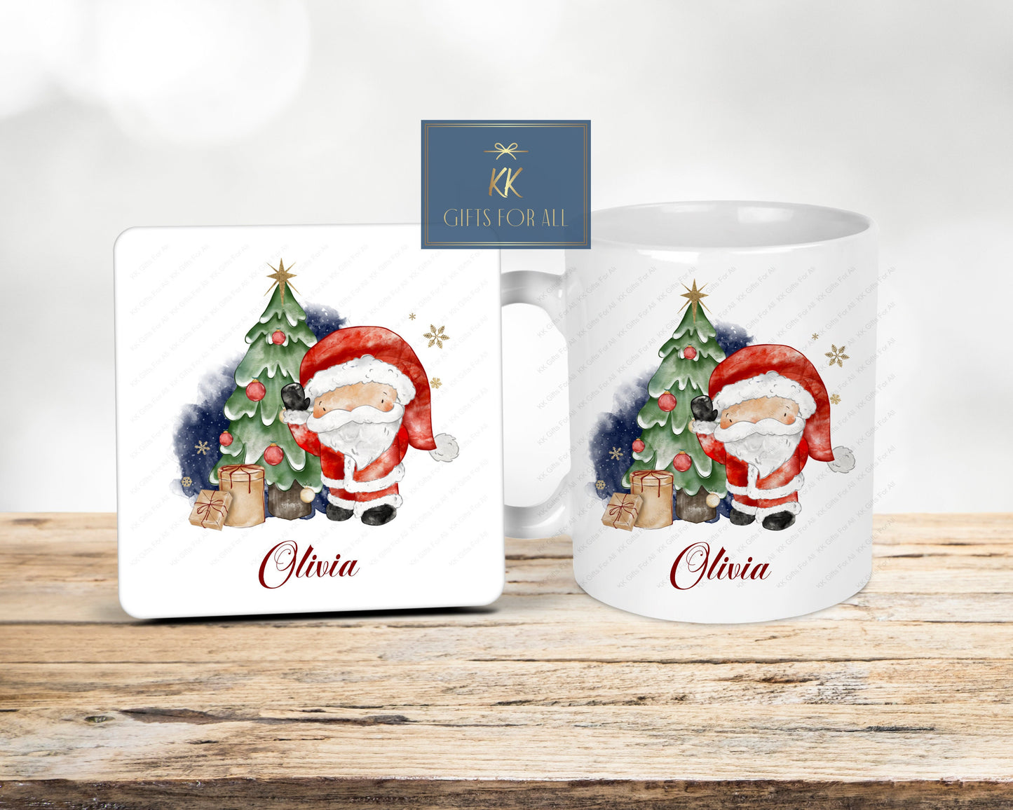 Personalised Christmas Hot Chocolate Mug & Coaster, Santa Hot Chocolate, Christmas Cocoa Mug, Family Movie Mugs