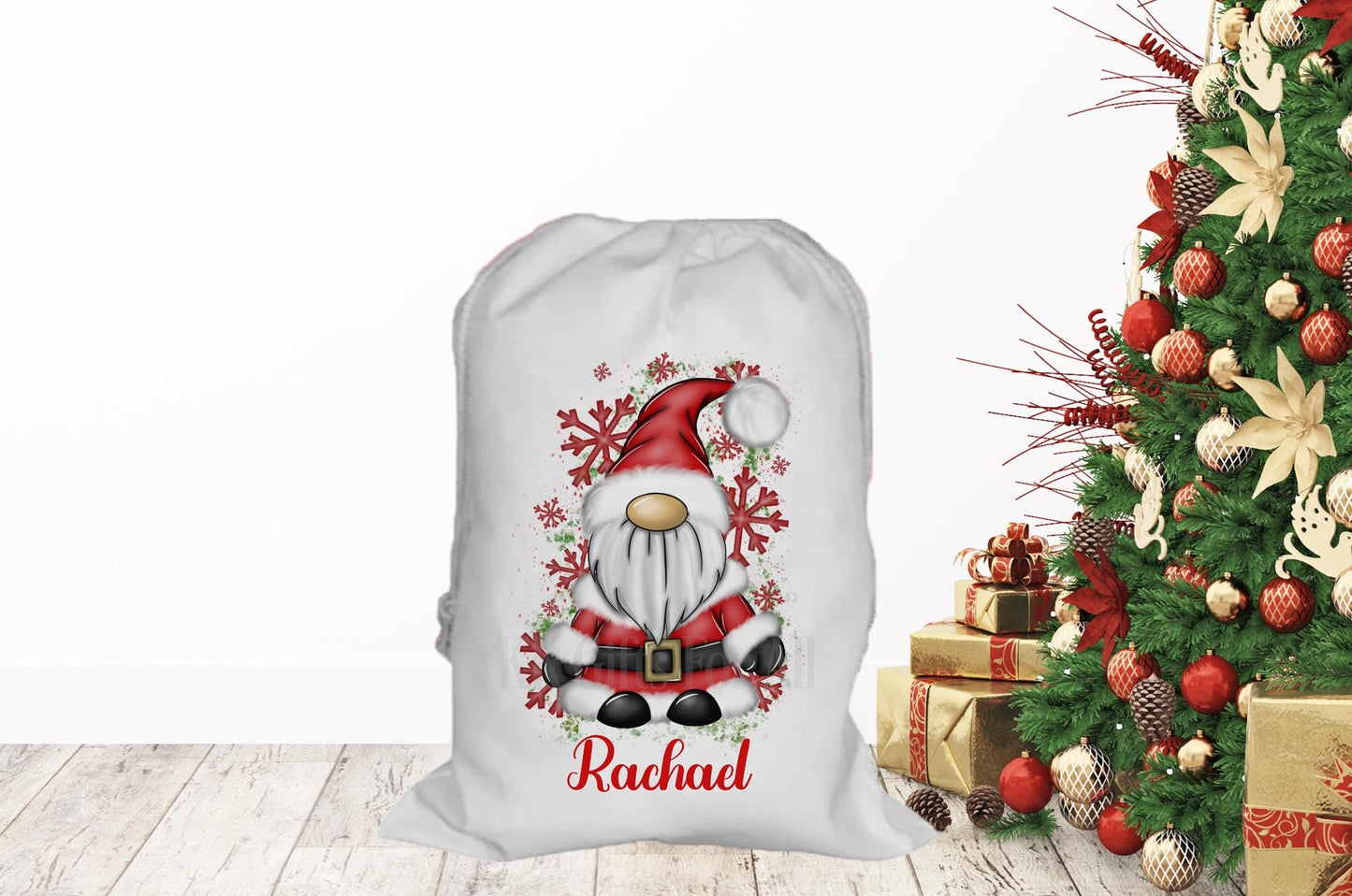 Personalised Father Christmas Gonk Santa Sack, Large Christmas Sack, Christmas Present Bag