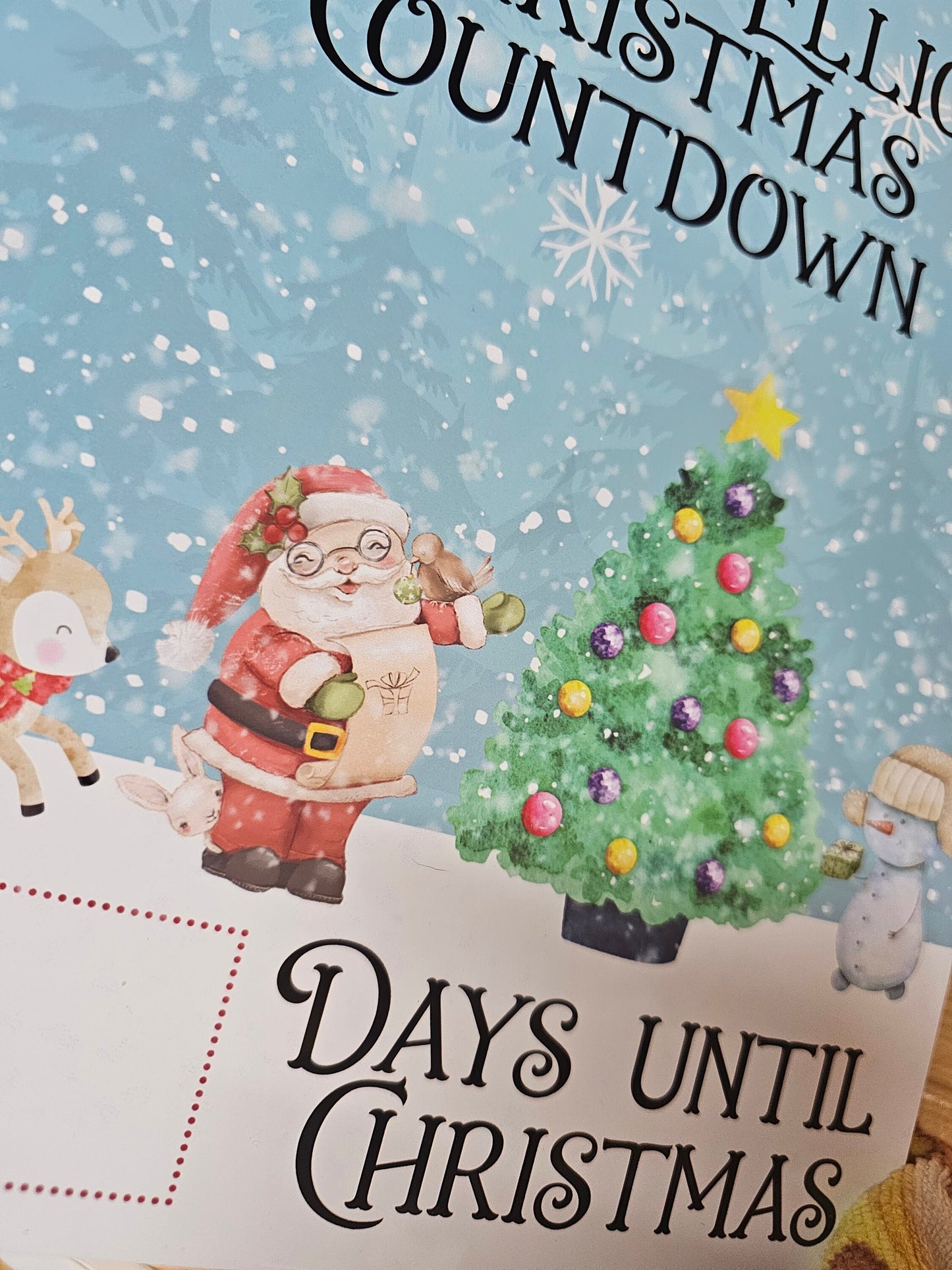Christmas Countdown, Personalised With Child Or Family Name, Santa Claus Reindeer Count Down, Days Until Christmas