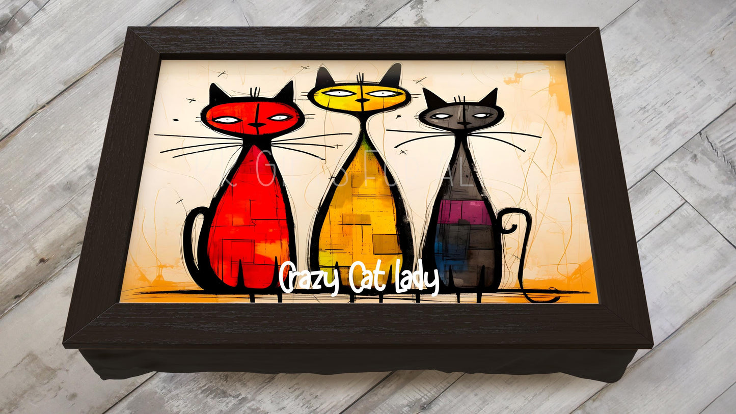 Cat Lap Tray, Personalised Cat Lover Gift, Crazy Cat Lady