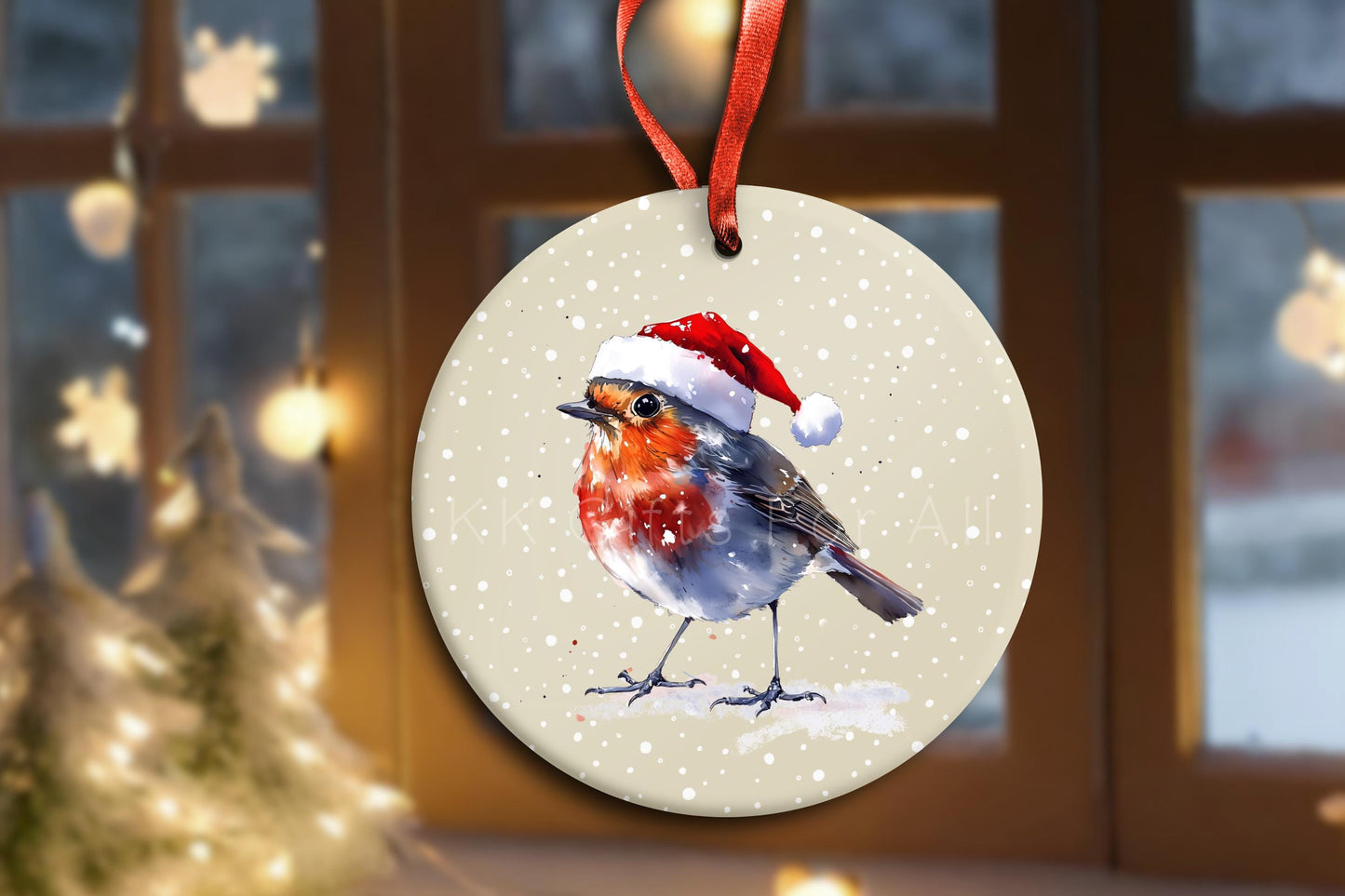 Personalised Christmas Tree Decoration, Robin Christmas Hanging Ornament