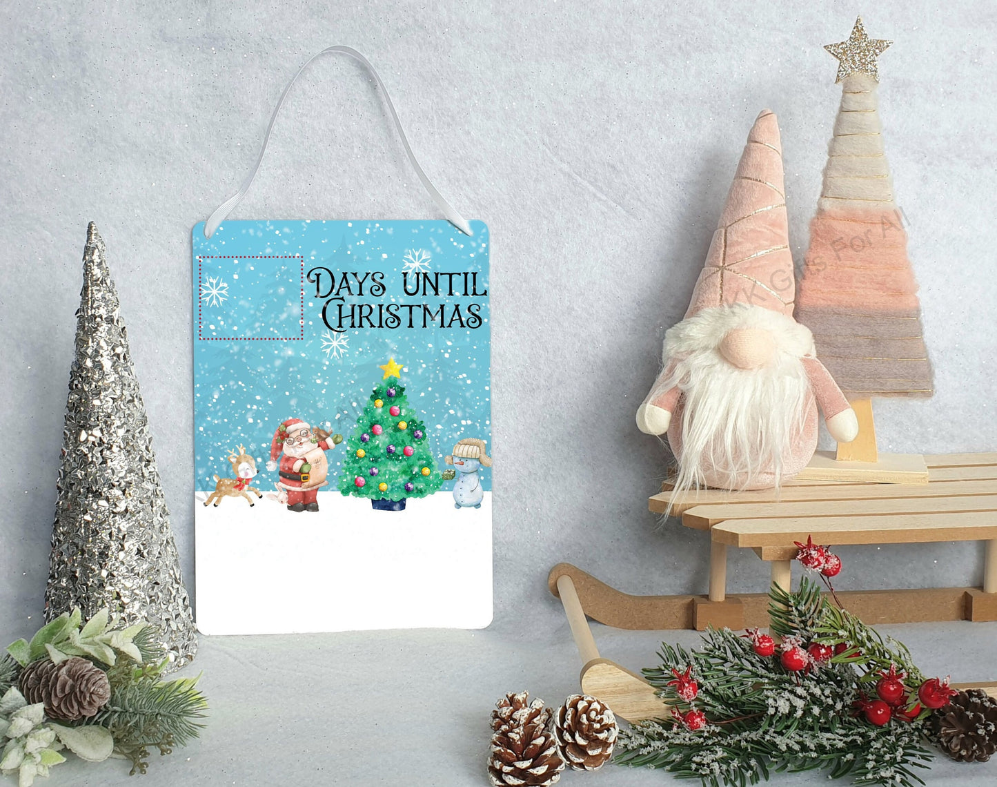 Christmas Countdown, Personalised With Child Or Family Name, Santa Claus Reindeer Count Down, Days Until Christmas