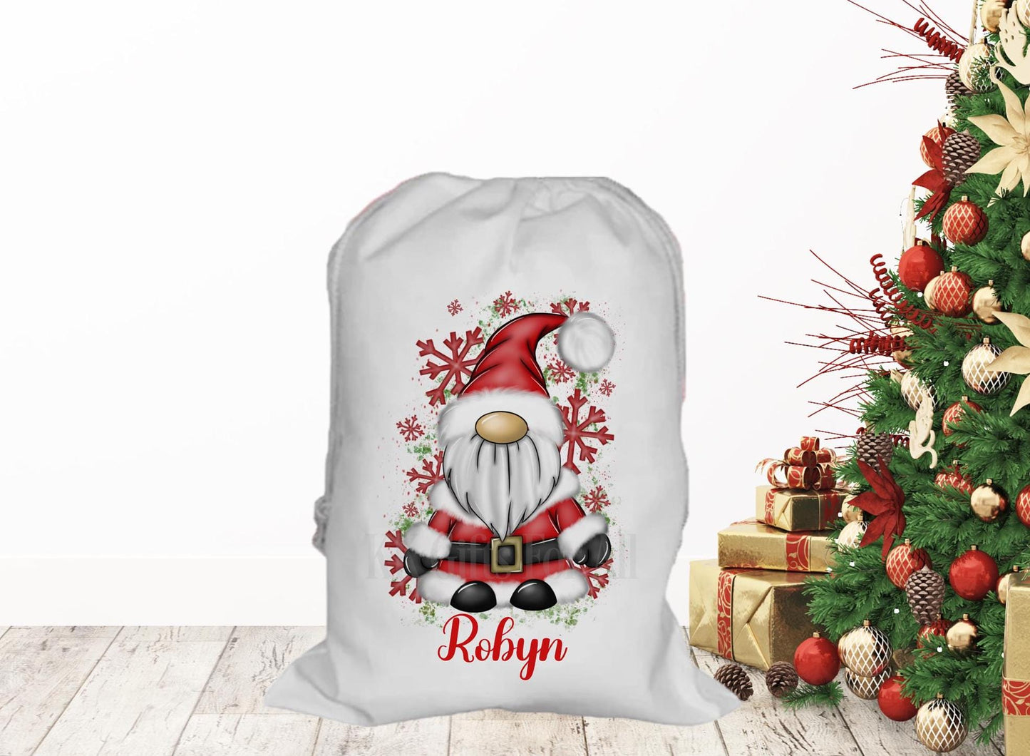 Personalised Father Christmas Gonk Santa Sack, Large Christmas Sack, Christmas Present Bag