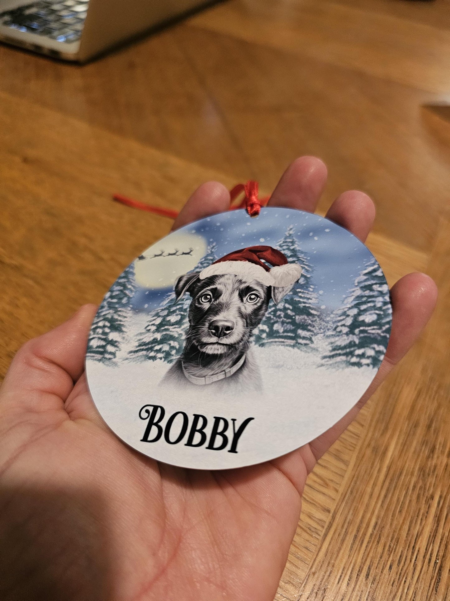 Personalised Christmas Black Patterdale Terrier Tree Decoration, Patterdale Dog Metal Christmas Hanging Ornament