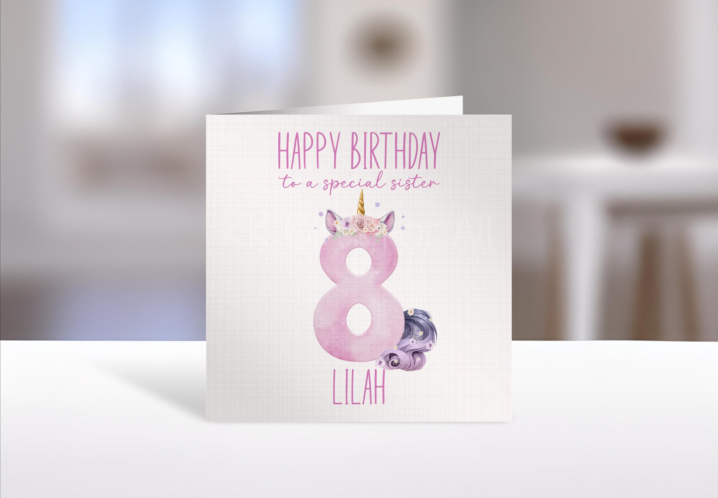 Personalised Unicorn Birthday Card, Birthday Card For Little Girl, Unicorn Age Card, 1st 2nd 3rd 4th 5th 6th 7th 8th 9th Birthday