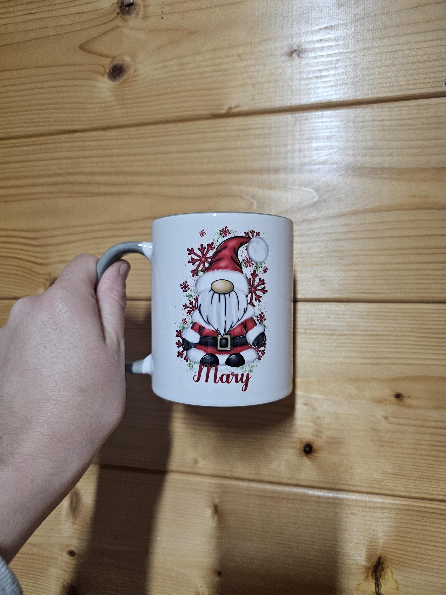 Personalised Santa Grey Mug, Christmas Cocoa Mug, Xmas Movie Mug