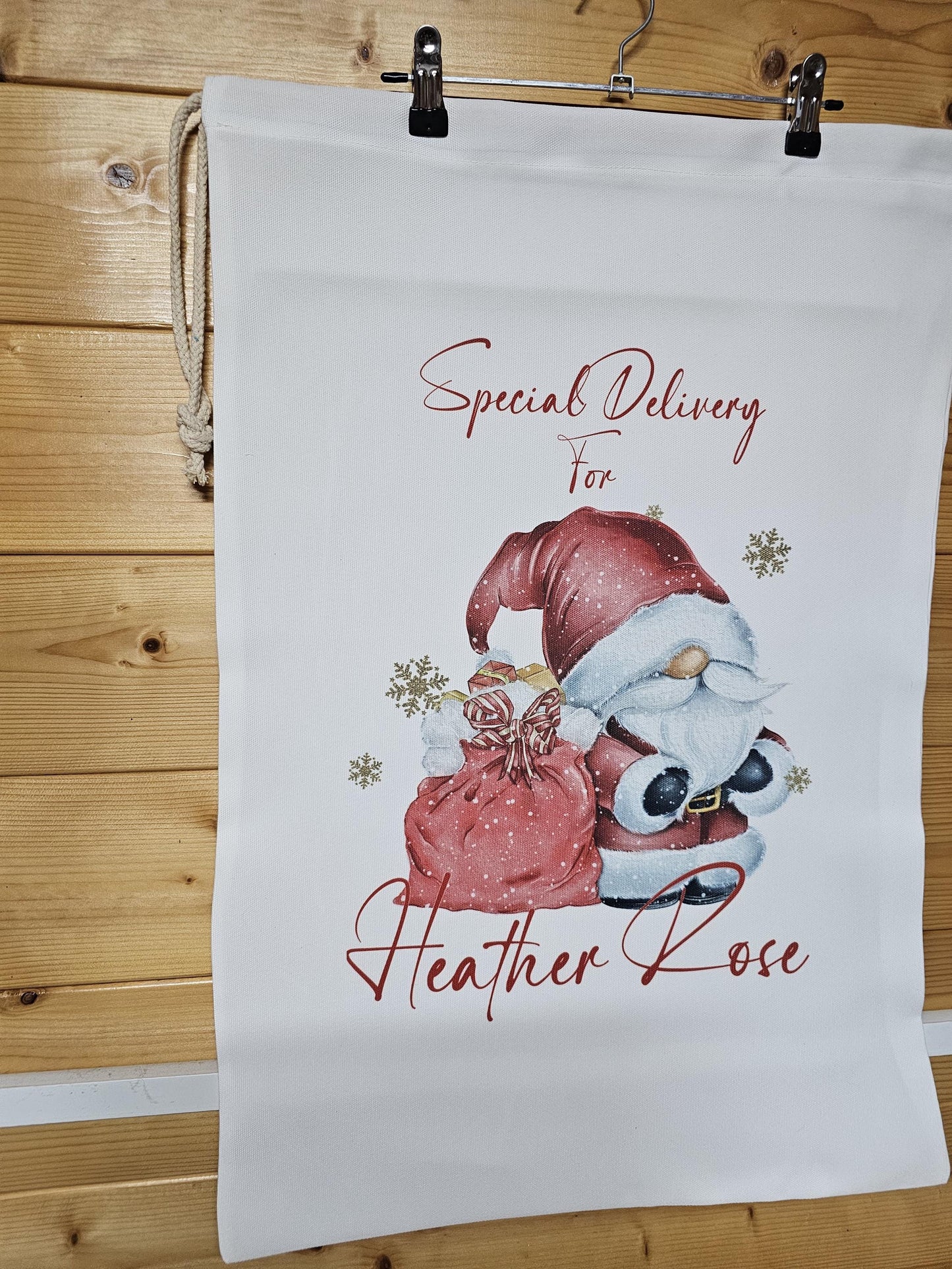 Personalised Santa Sack, Santa Gonk Sack, Red Santa Gonk Gnome Sack