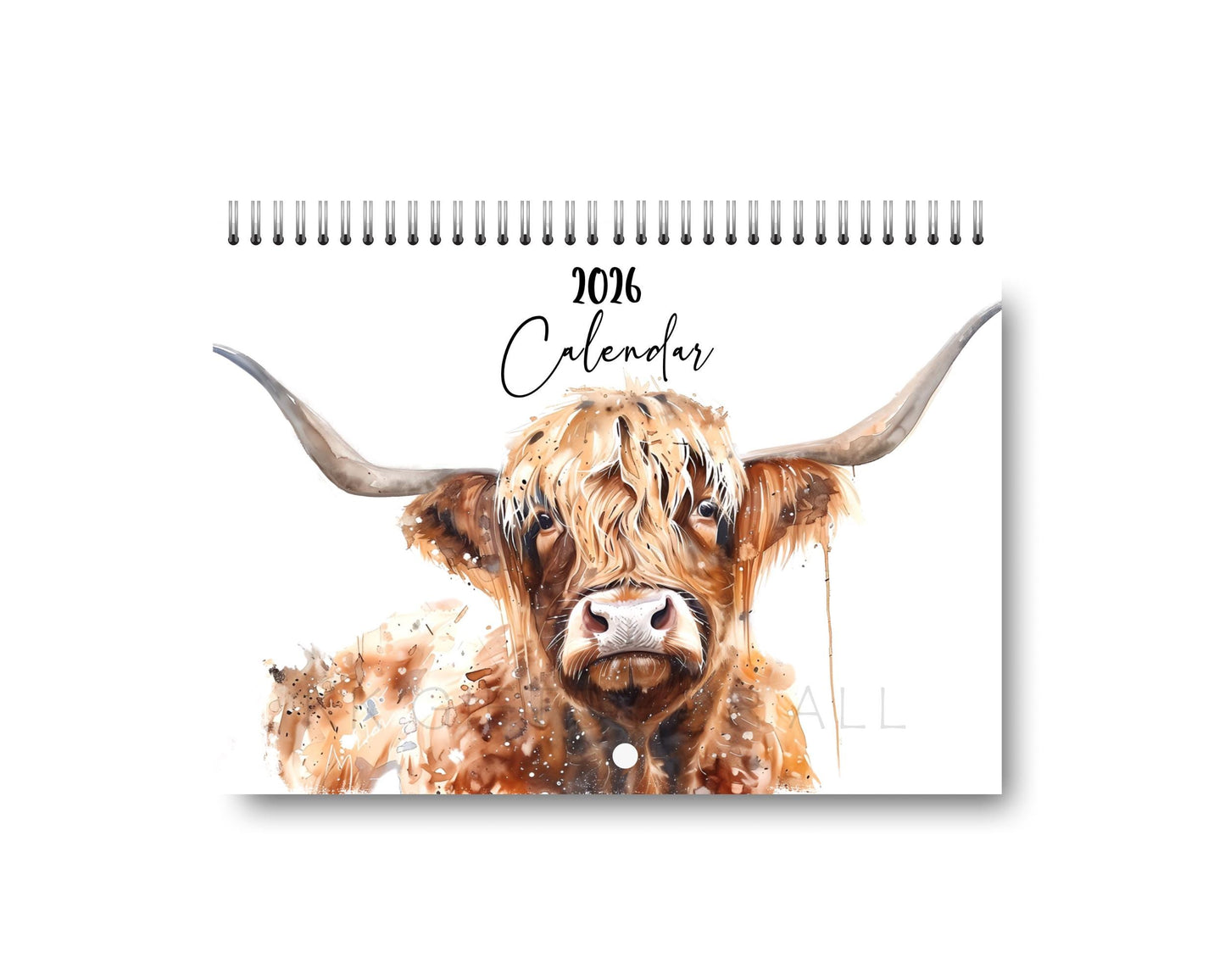 Farm Animal 2026 Wall Calendar: Watercolor Art, A4 Landscape