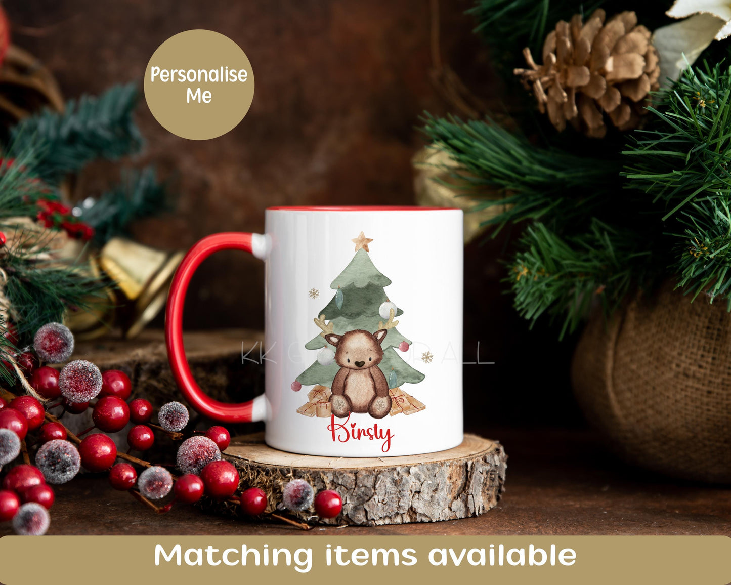 Personalised Red Christmas Mug, Christmas Cocoa Cup, Christmas Movie Mug