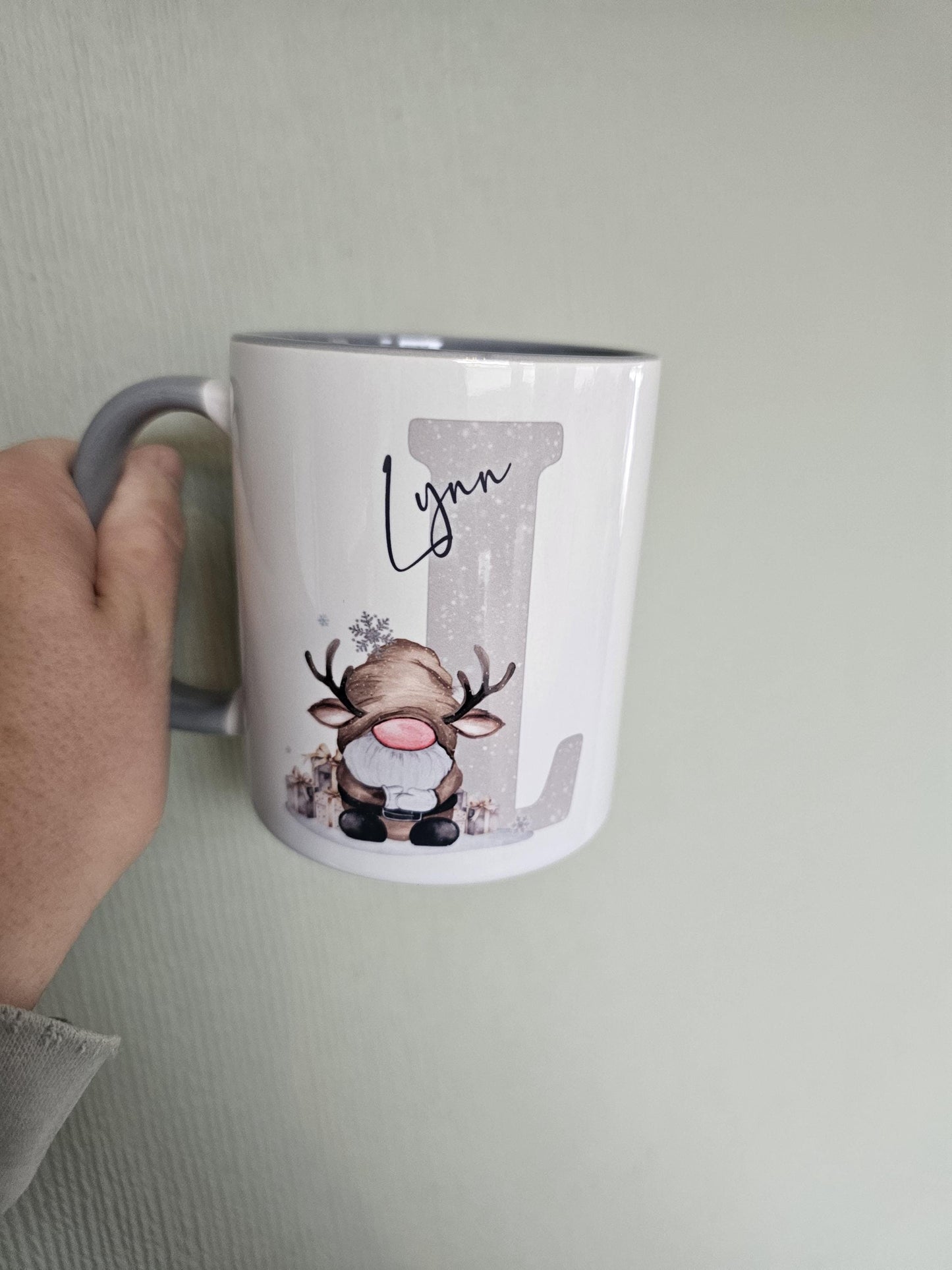 Personalised Gonk Mug, Brown Reindeer Gnome Mug, Christmas Gonk Mug & Coaster