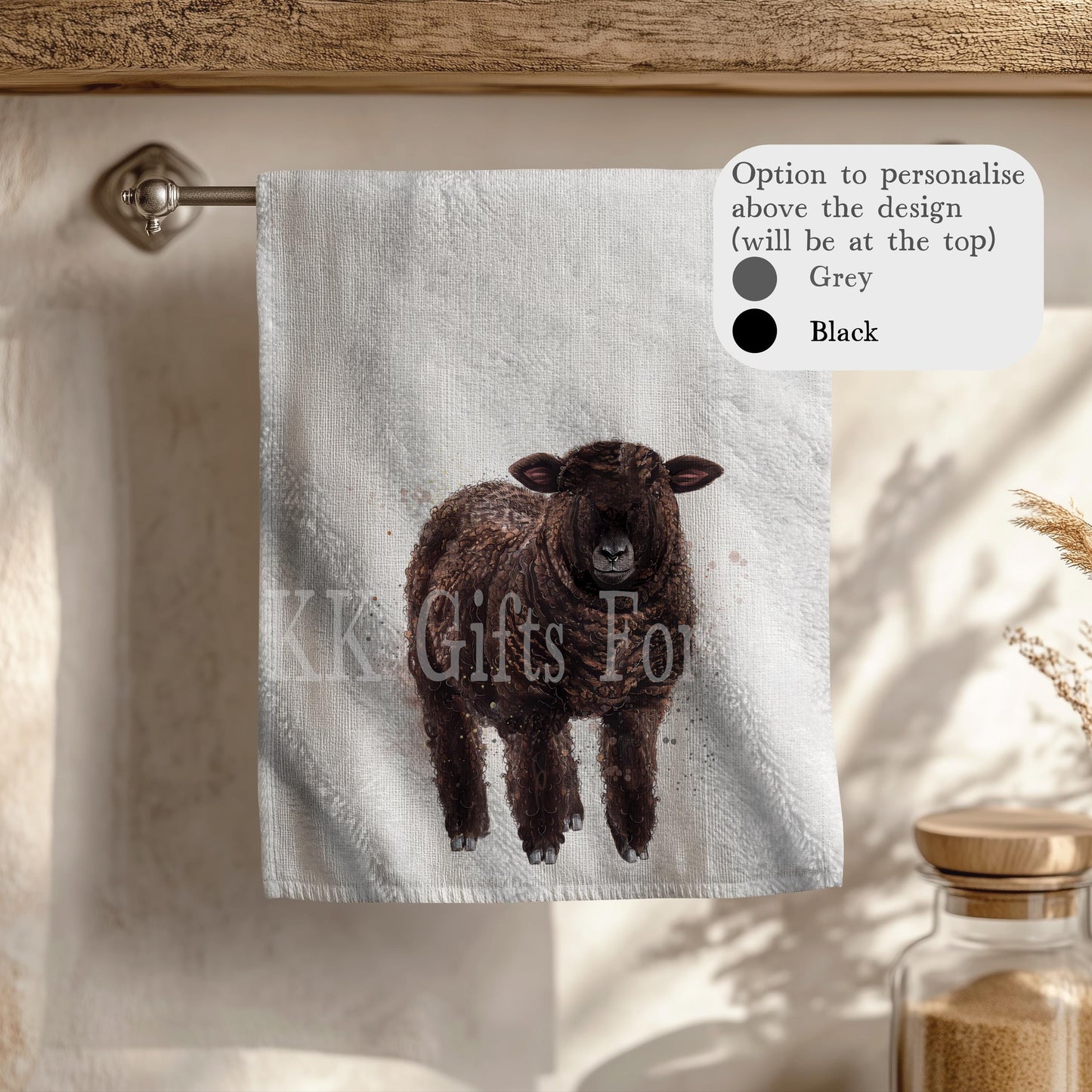 Coloured Ryeland Tea Towel, Farmhouse Kitchen Towel Decor, Personalised Kitchen Cloth