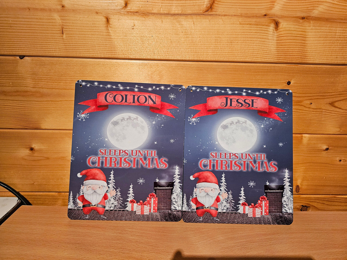 Sleeps Until Christmas, Xmas Countdown Sign, Personalised Christmas Hanging Cound Down Sign