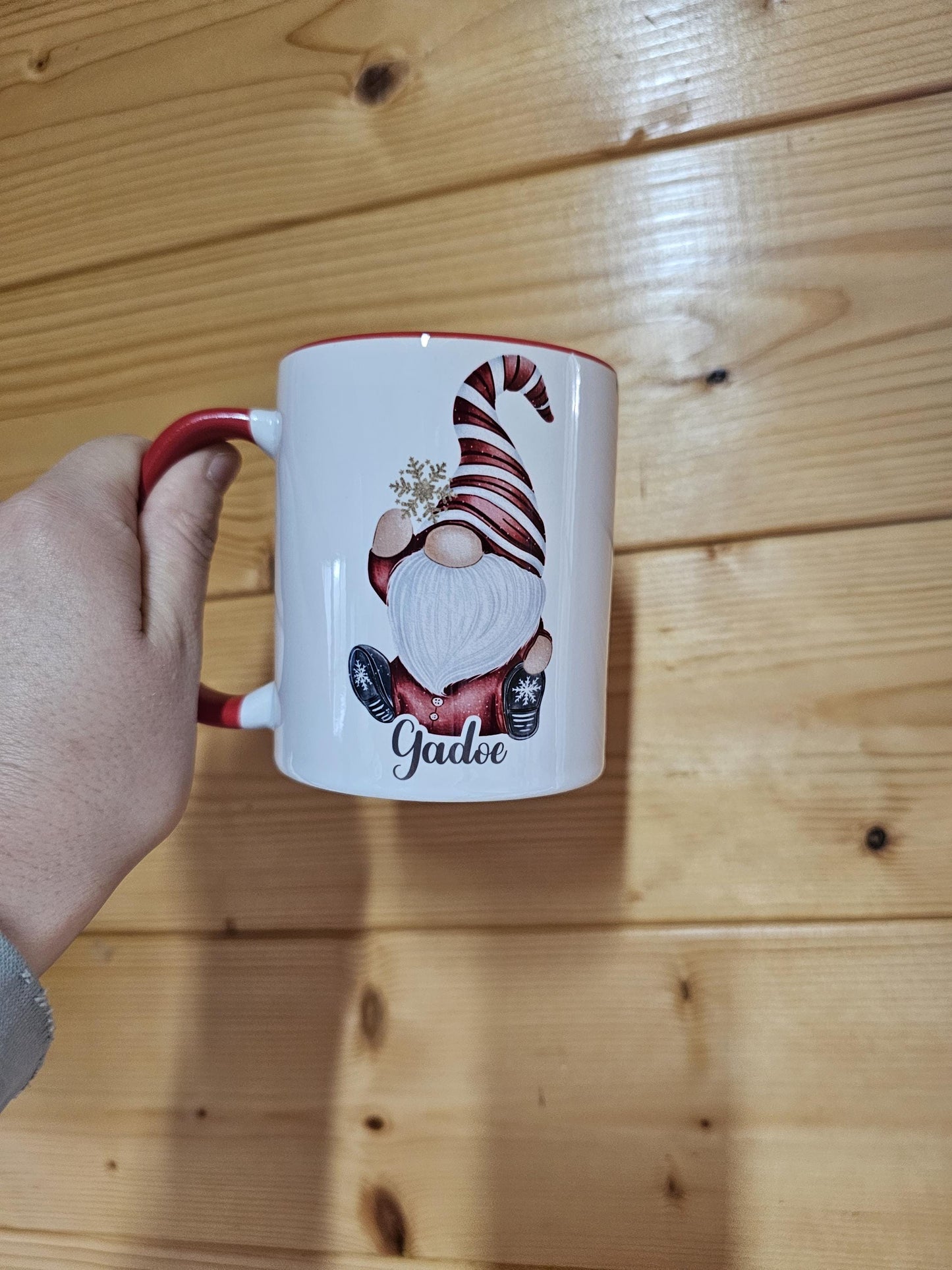 Personalised Gonk Mug, Red Christmas Gnome Mug, Christmas Cocoa Cup