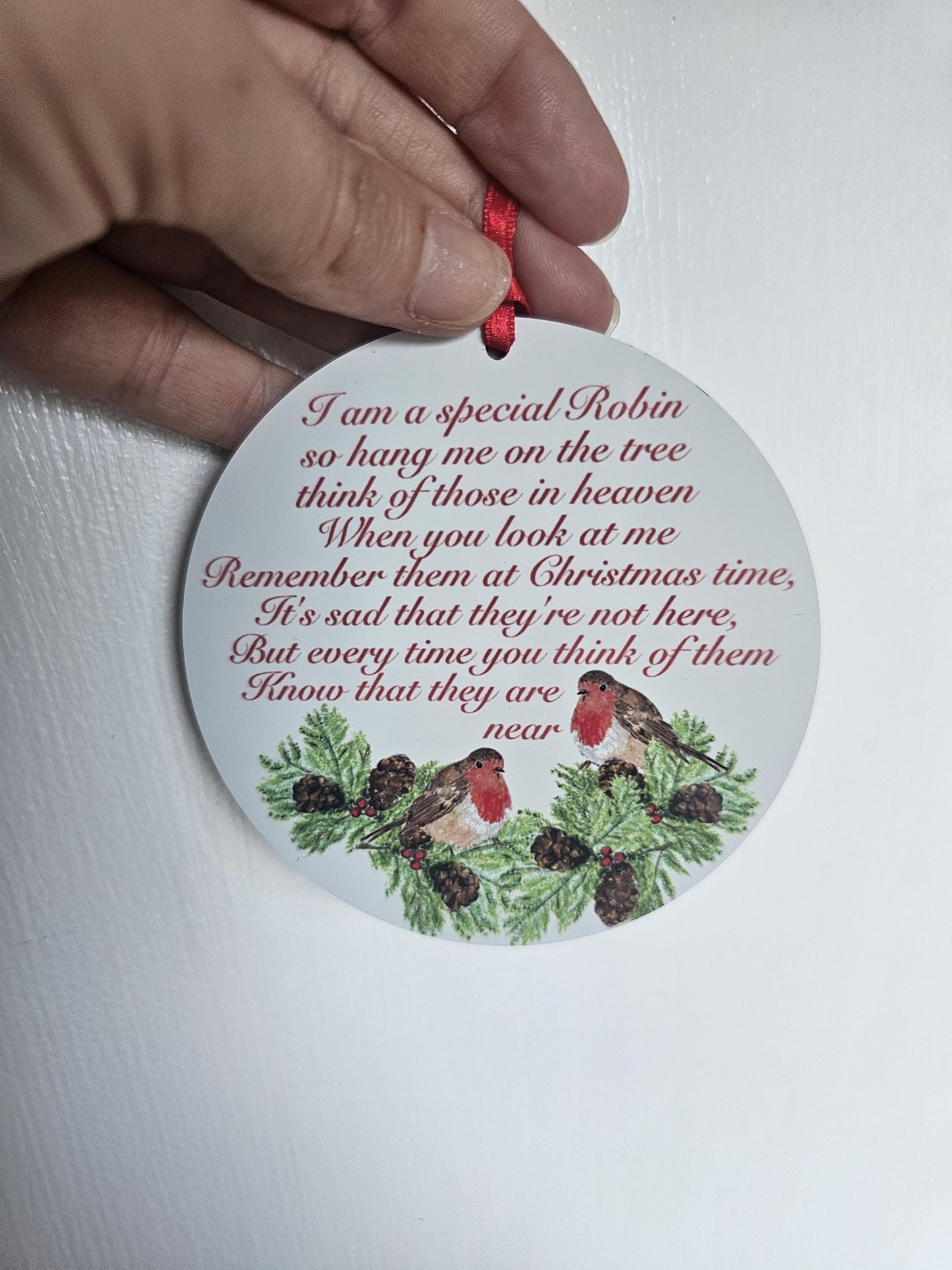 Memorial Robin Christmas Tree Decoration, Christmas Hanging Ornament, Metal Tree Decoration