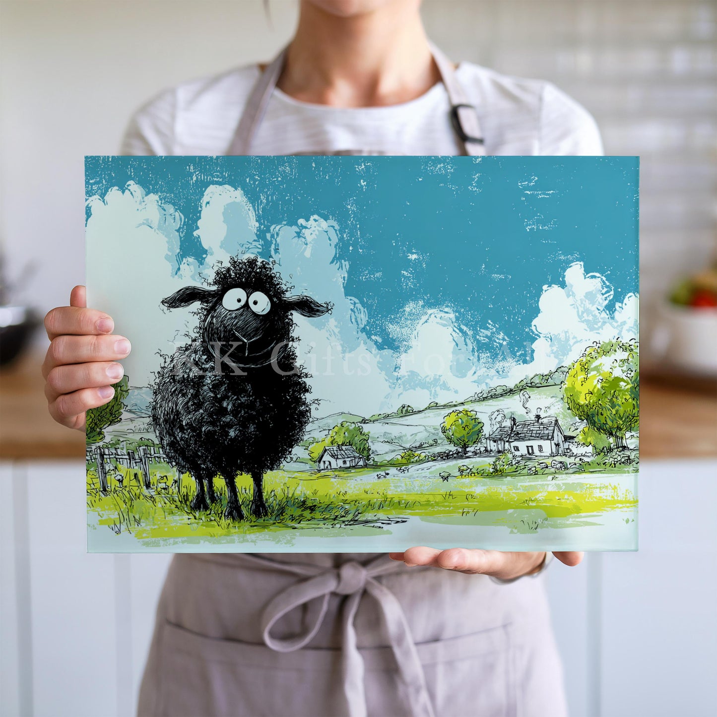 Black Sheep Chopping Board, Glass Work Top Saver, Cutting Board, New Home Gifts, Farmhouse Kitchen Decor