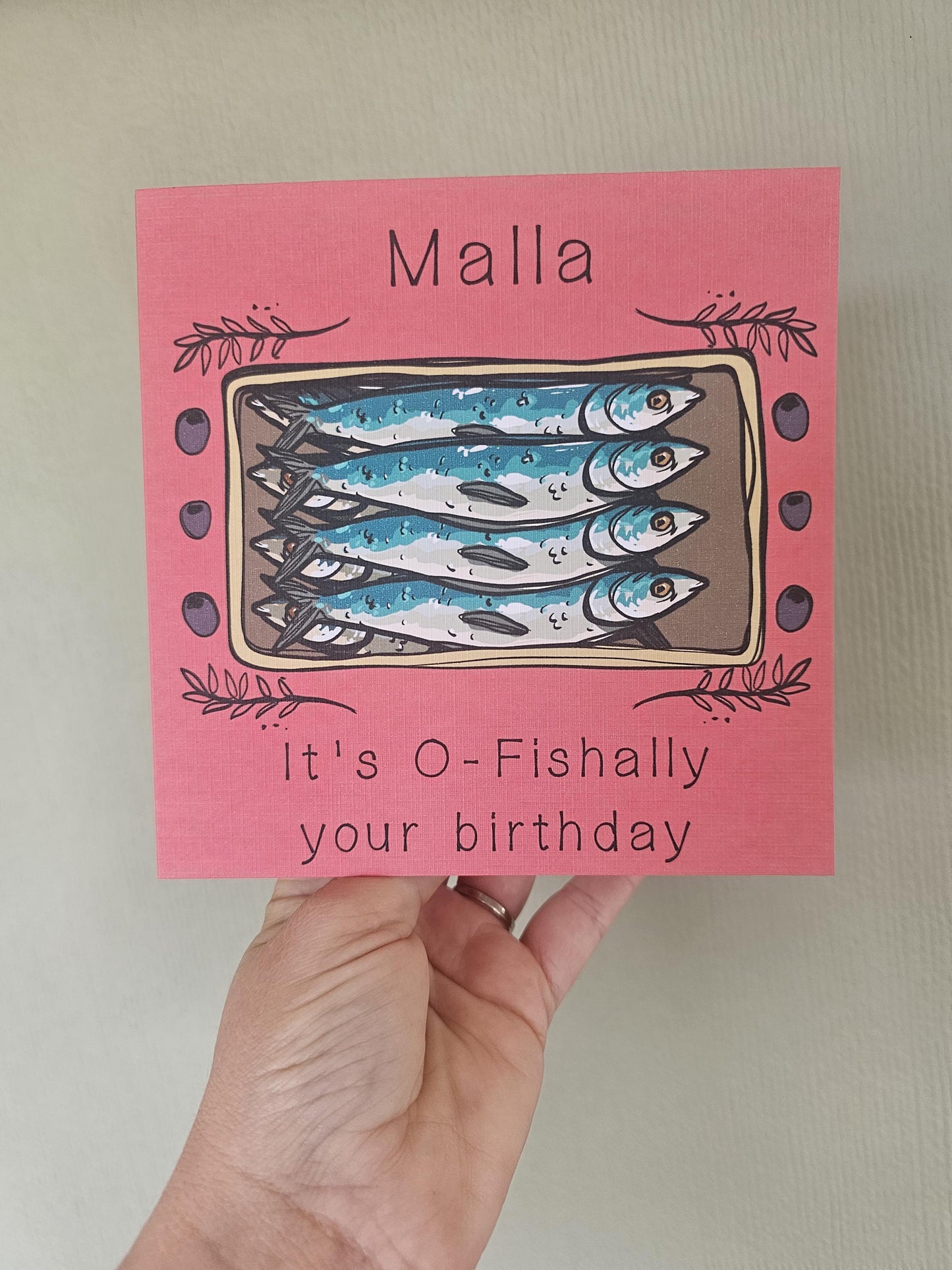 Personalized Sardine Birthday Card: O-Fishally Your Birthday