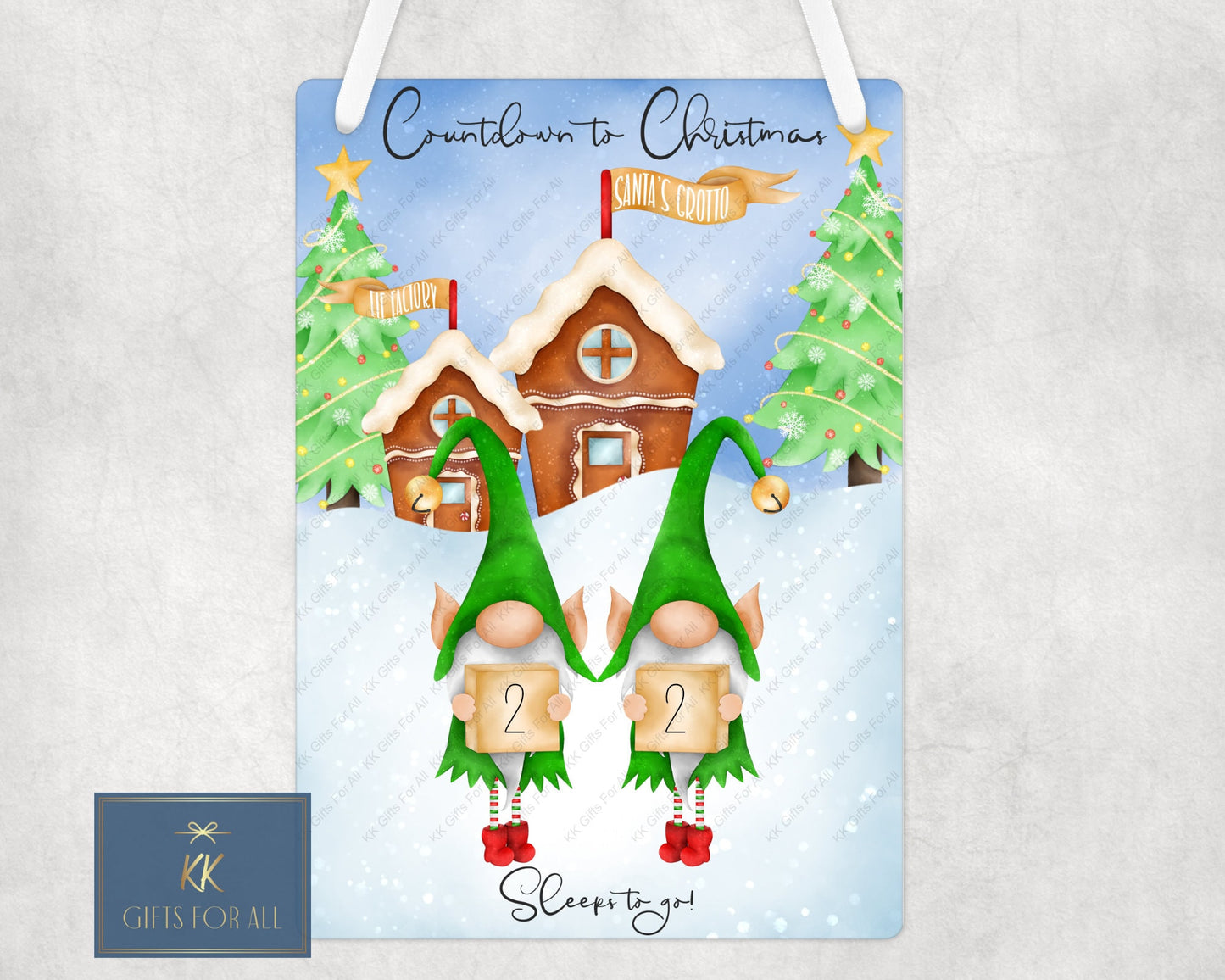 Countdown To Christmas, Sleeps To Xmas, Aluminium Plaque, Elf Christmas Countdown, Green Elves Sleeps To Christmas, Christmas Scenes