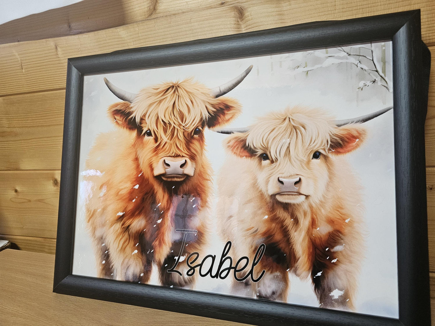 Highland Cows Lap Tray, Personalised Highland Cow Gifts, Winter Highland Cow Gifts